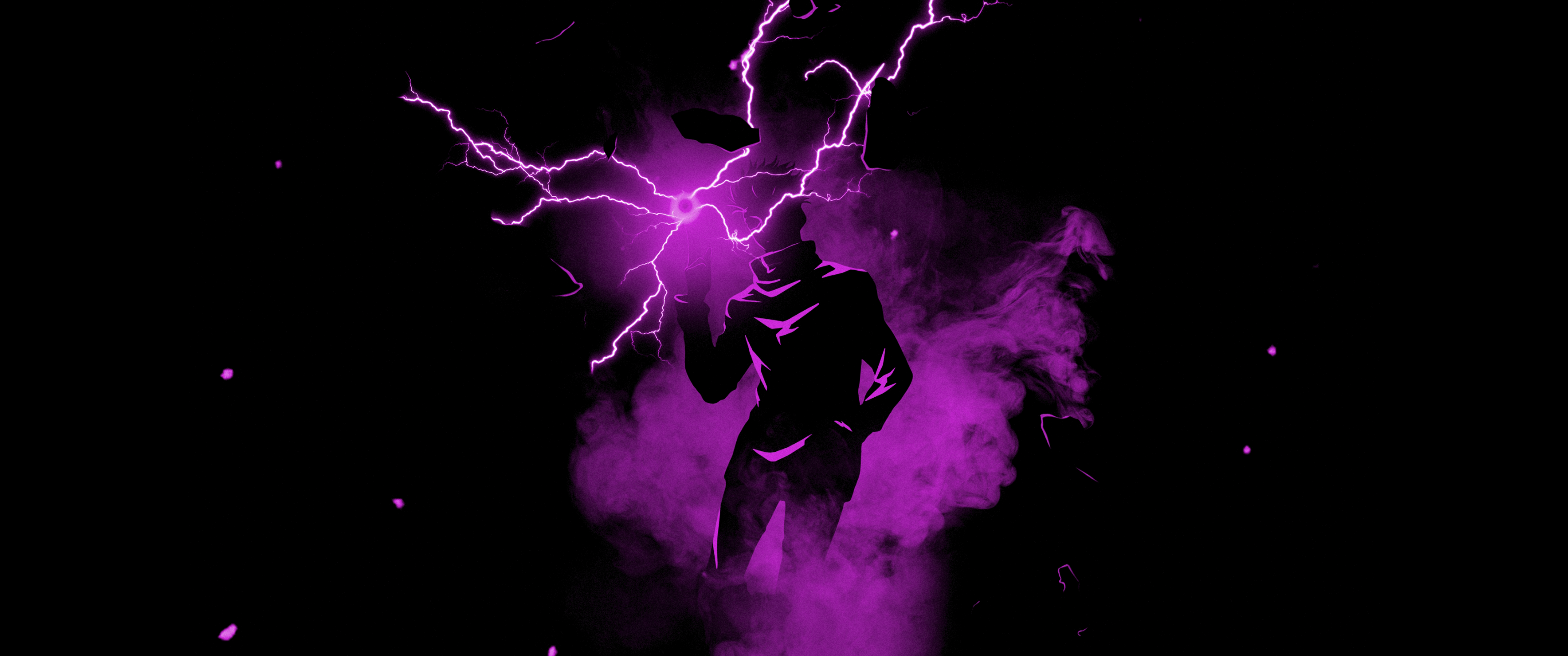 3440x1440 Satoru Gojo Wallpaper 4K, Lightning, Purple aesthetic