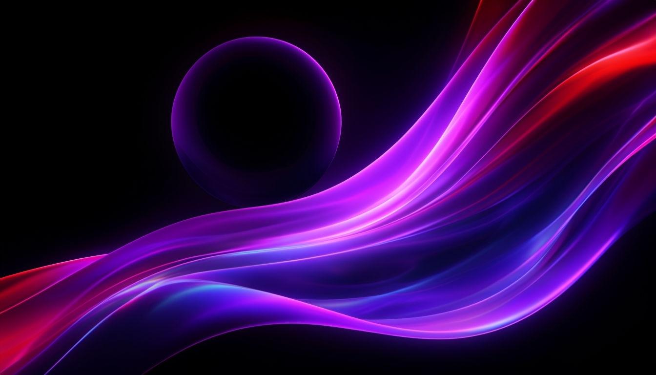 1344x768 Vibrant Abstract Neon Shapes with Cosmic Void Background
