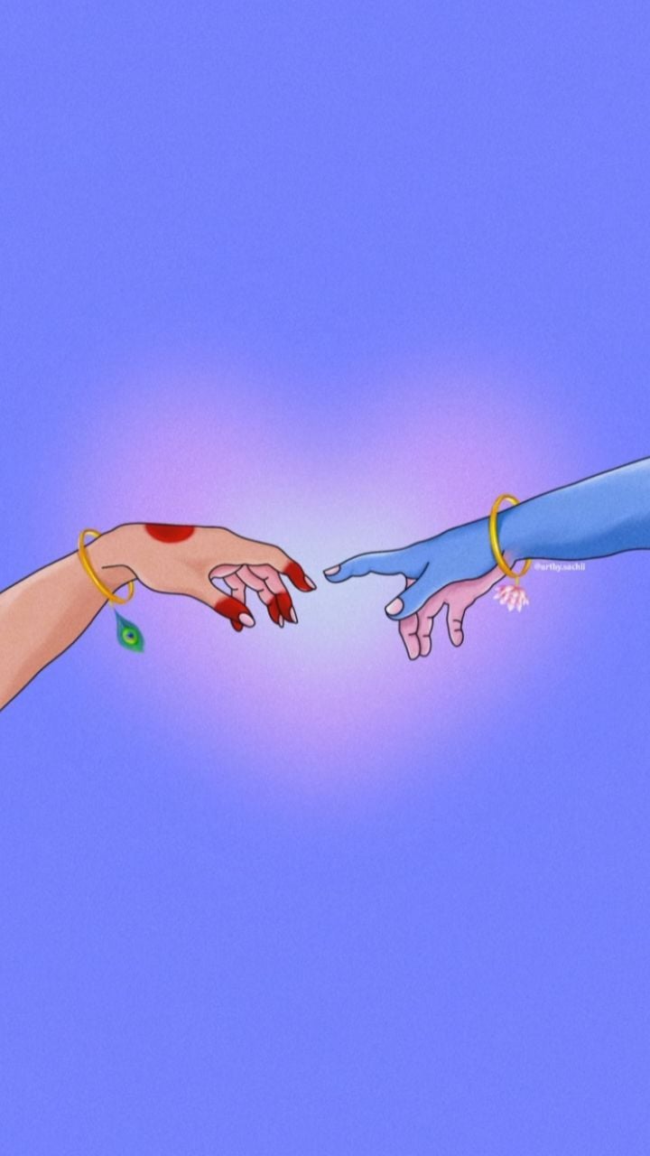 720x1280 wallpaper radha krishna hand