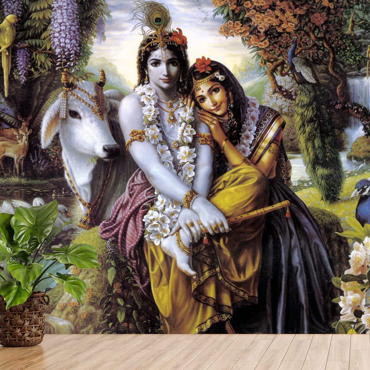 1200x1200 The Seven Colours Radha Krishna Wallpaper Self Adhesive Wall Sticker