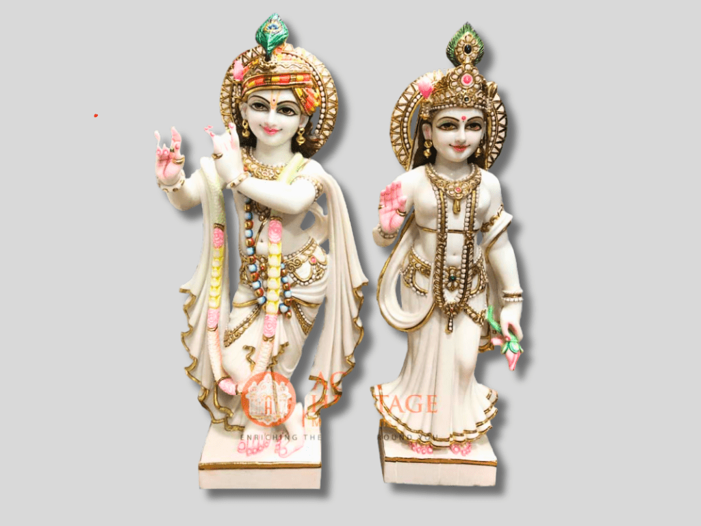 1024x768 Marble Radha Krishna Statue Hand Painted Divine Love Gifts