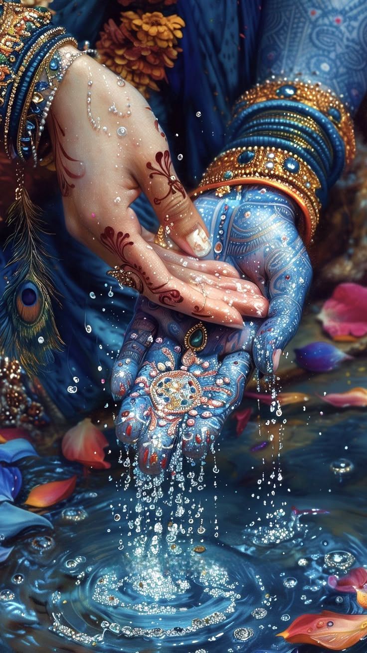 736x1308 Wallpaper Radha Krishna, God, Hinduism, Religion, Hands, Jewelry, Water, Blue, Art, Art 4K By He Man. Download Wallpaper Radha Krishna, God, Hinduism, Religion, Hands, Jewelry, Water, Blue, Art For Free