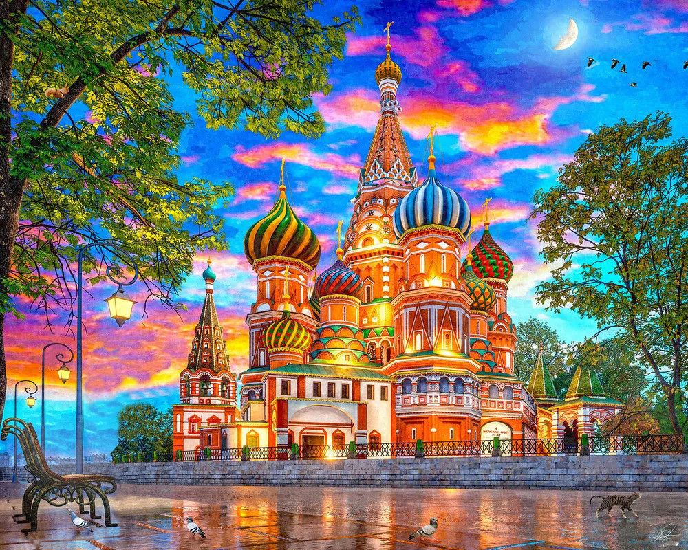 1000x800 Sunset at St. Basil's 1000 Piece Jigsaw Puzzle