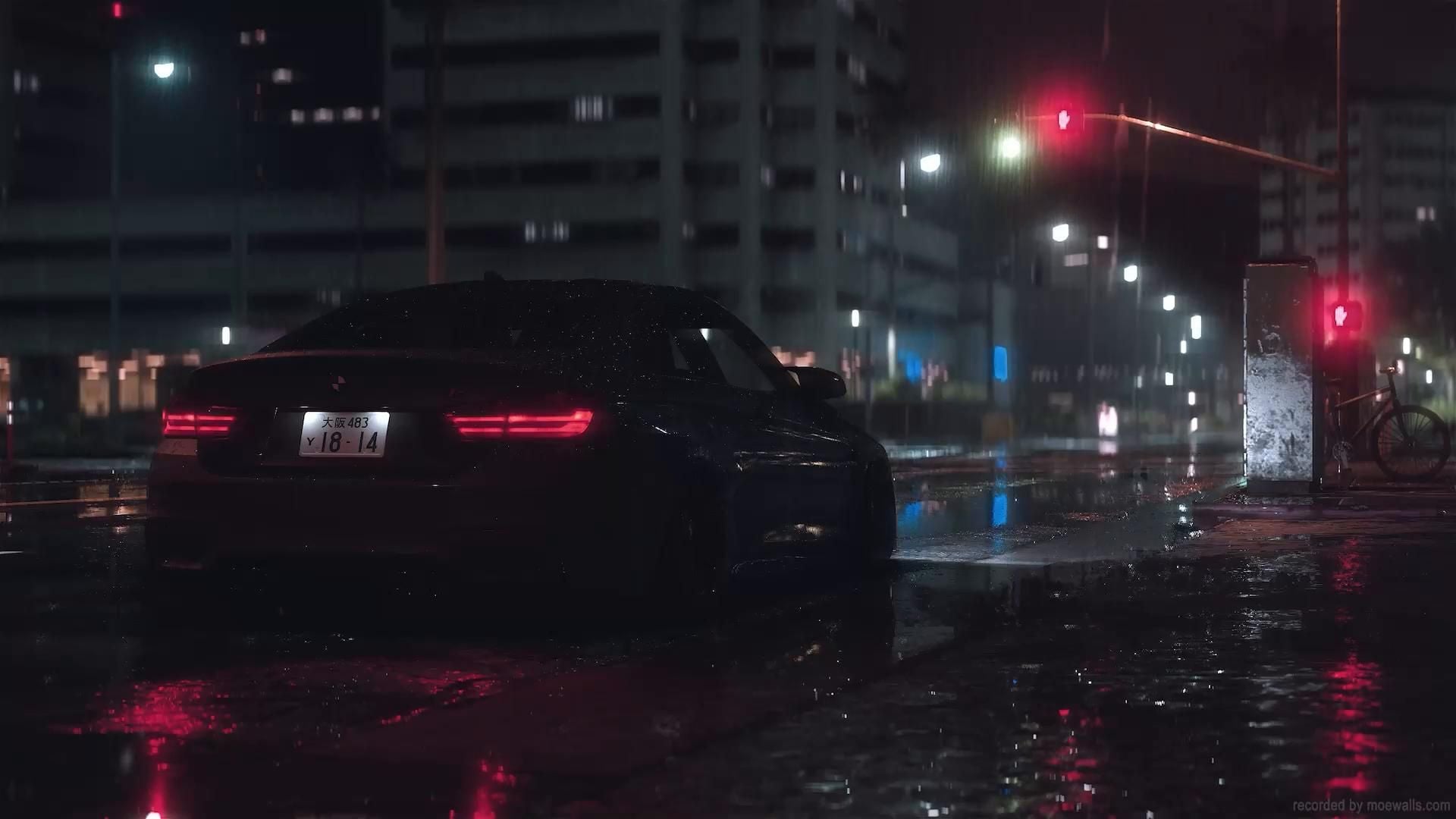 1920x1080 BMW M4: Night Rain Drift Live Wallpaper