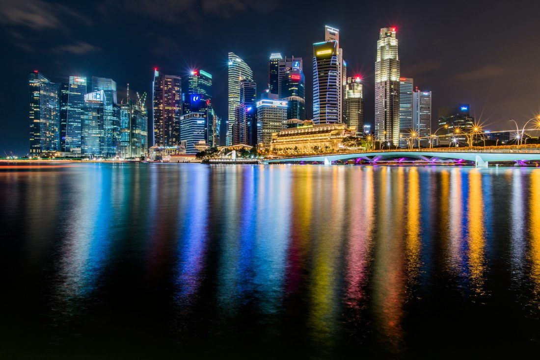 1100x734 Singapore City Lights Royalty Free