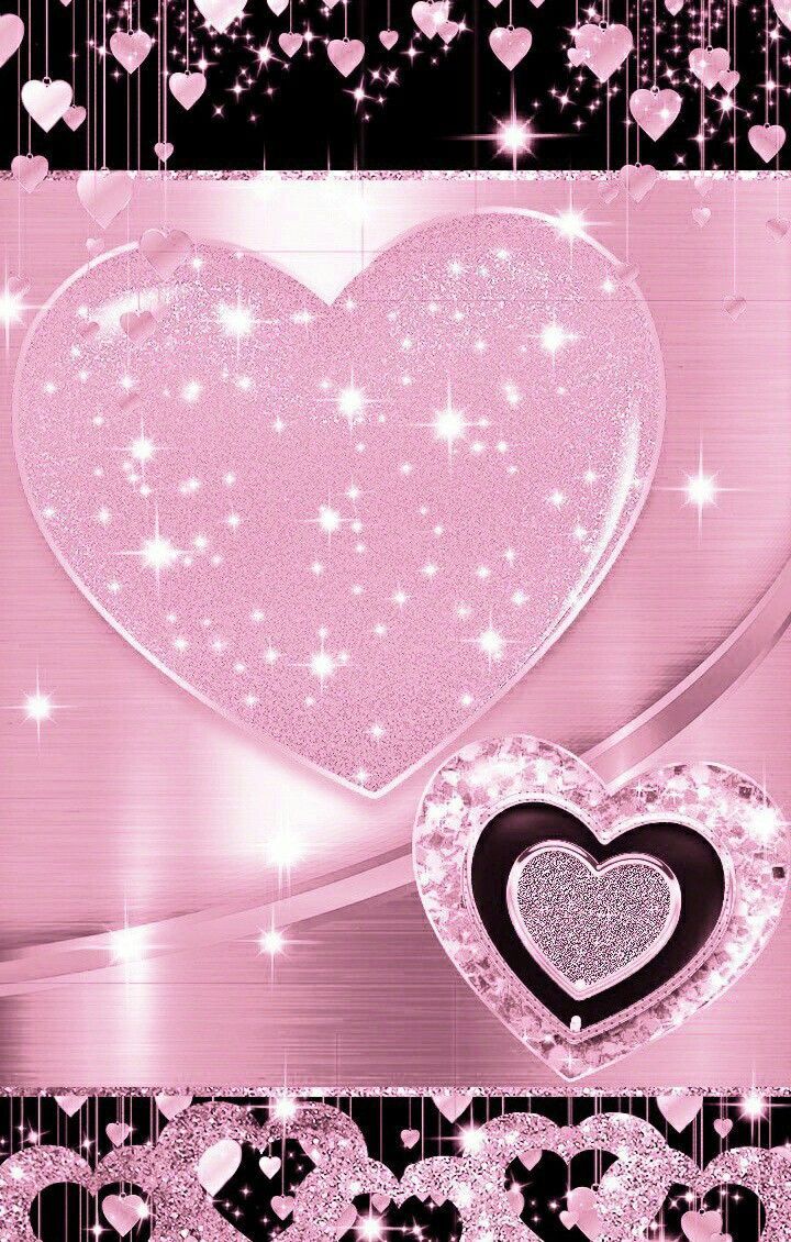 720x1130 Sparkling Heart Wallpaper. Sparkling Pink Heart Design, Heart Design On Glitter Background, Heart Themed Glitter Background