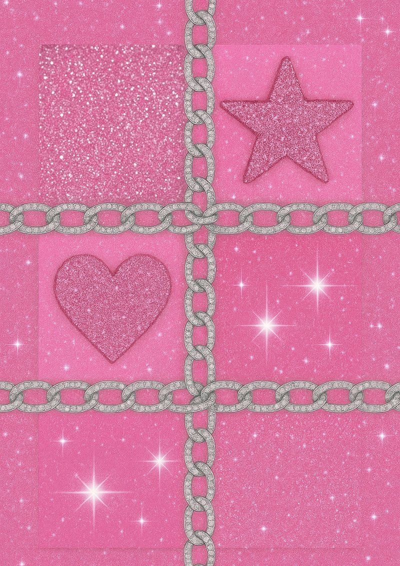 800x1131 Silver chains sparkle pink background. Free Photo Illustration