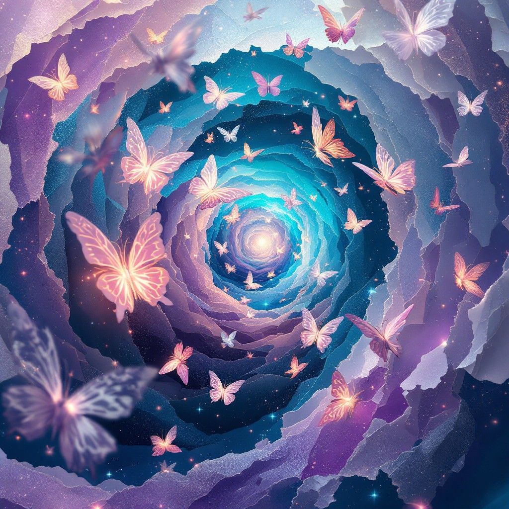 1024x1024 Free Butterfly Portal Spiral Image, Portal, Spiral
