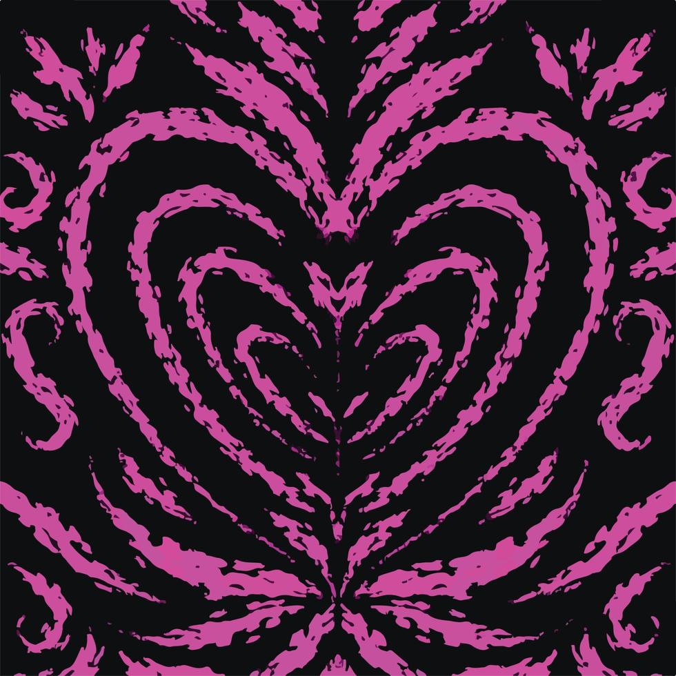 980x980 Isolated Pink heart brush stroke textured vector background on black square template for social media post, scarf print, textile and paper print, poster, brochure, wall backdrop, and other purposes 17803845 Vector Art