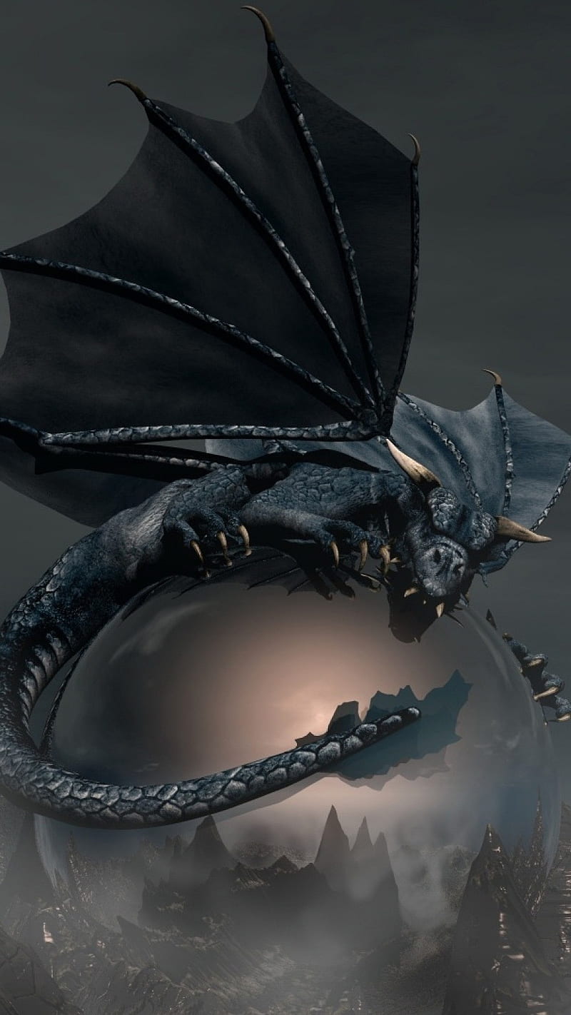 800x1422 Black Dragon, art, sky, animation, HD phone wallpaper