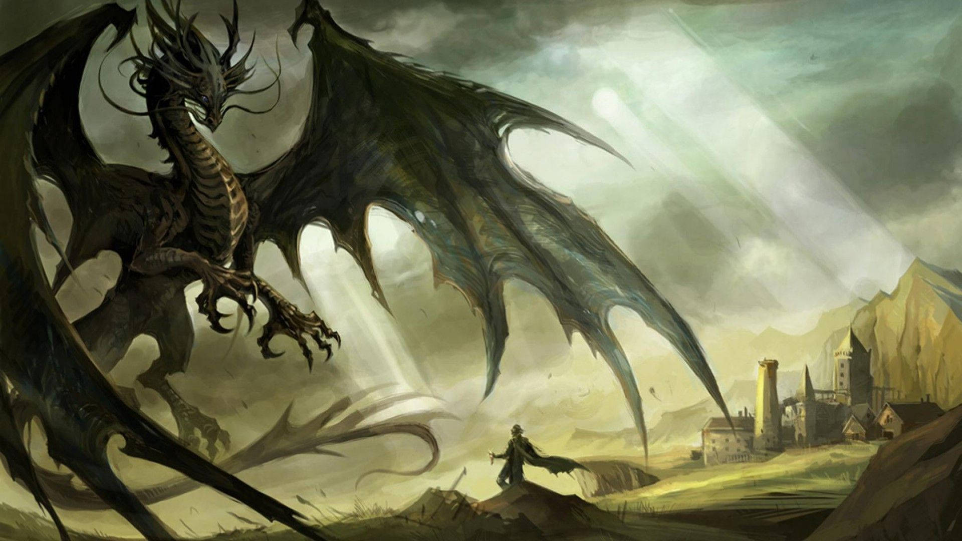 1920x1080 Black Dragon Desktop Wallpaper