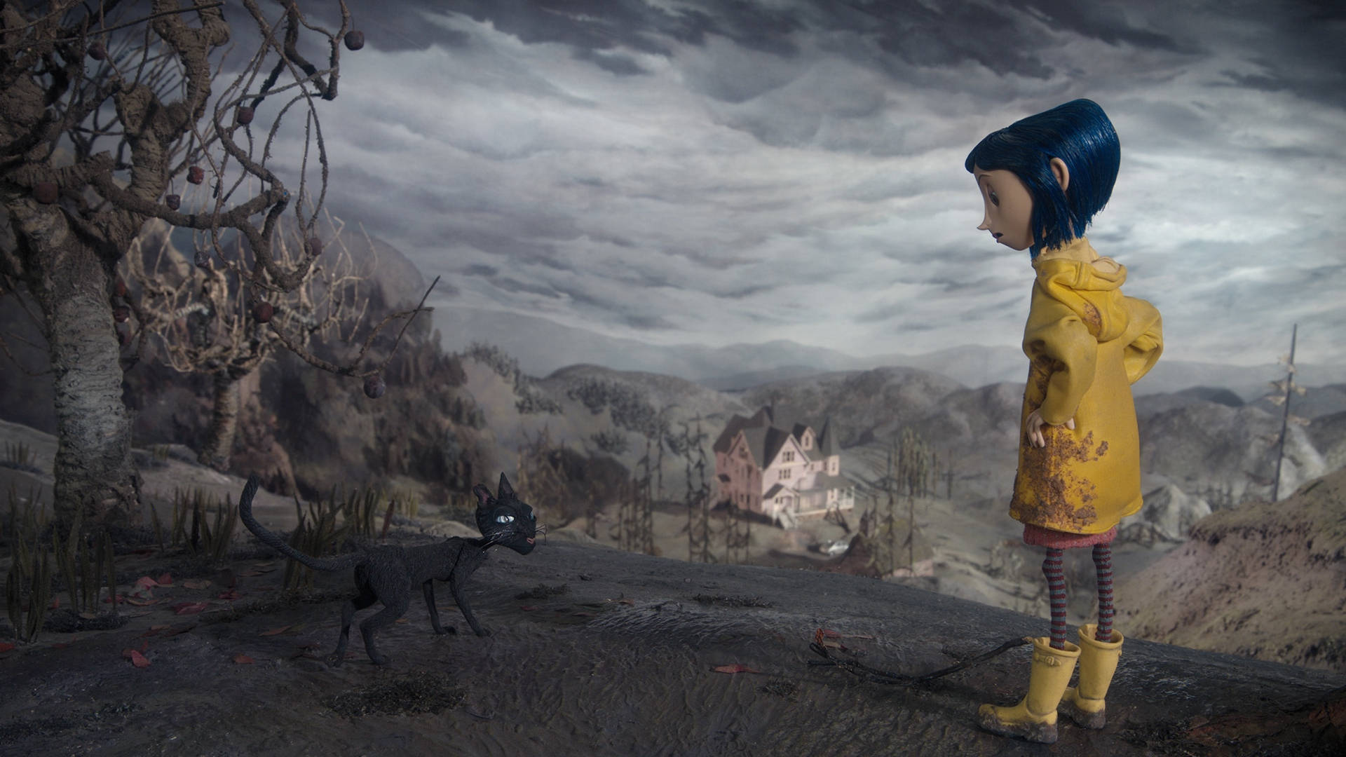 1920x1080 Coraline With Muddy Black Cat Wallpaper