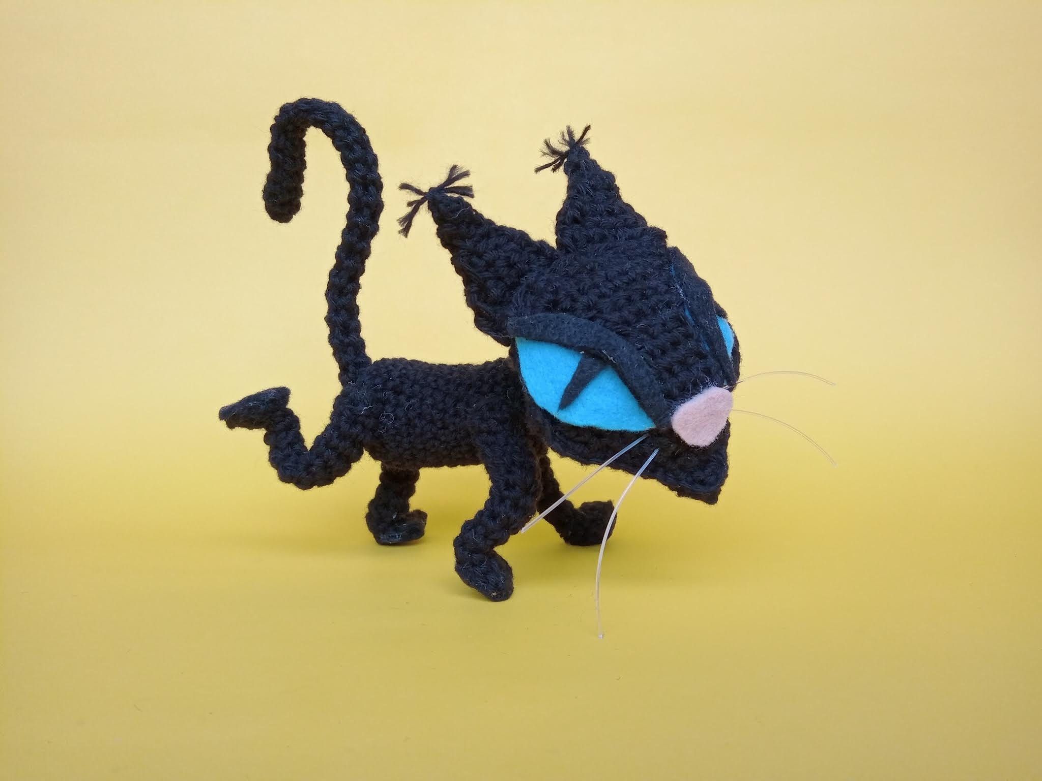 2048x1536 Coraline Cat Crochet Doll With Adjustable Legs and Tail
