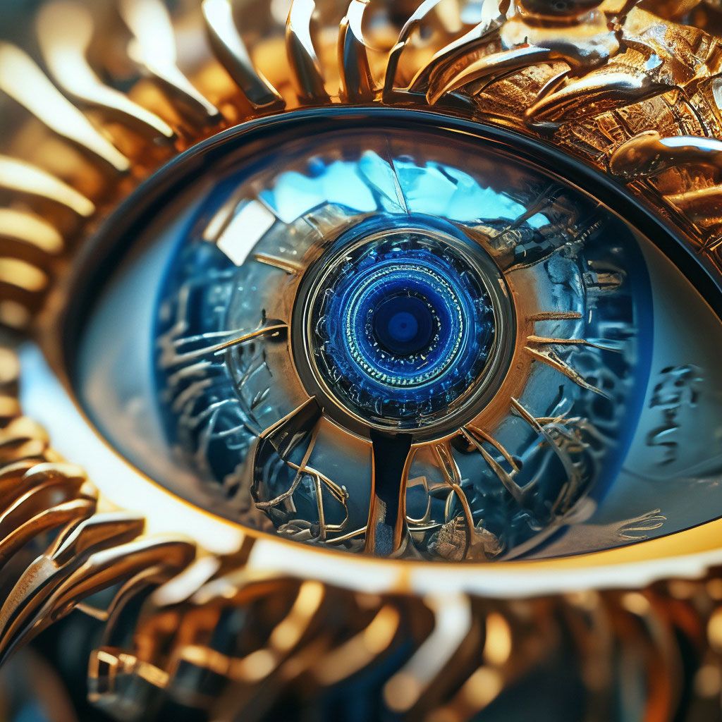 1024x1024 Detailed mechanical eye, macro photography, defocus, realistic, aesthetic, beautiful, , 4k, high resolution, high