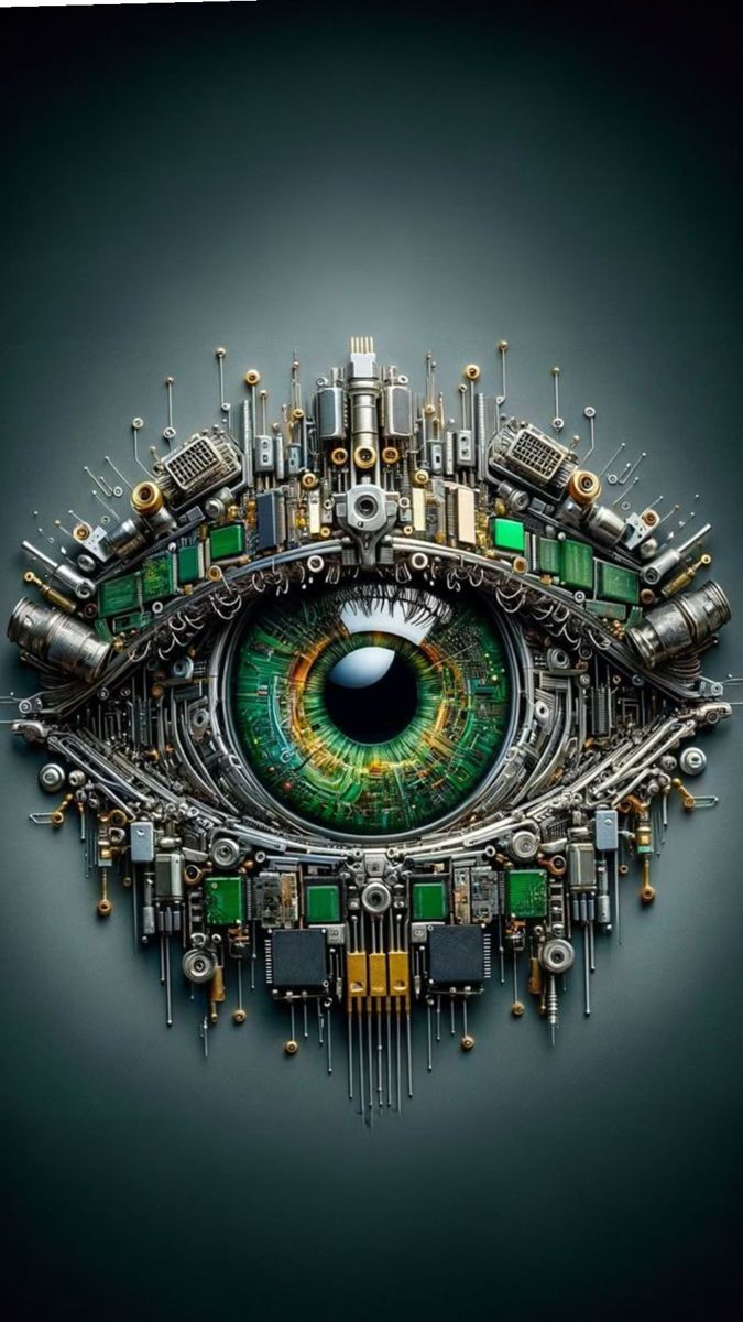 675x1200 Eye Catching Optical Illusion Art. Robot Eye Art, Mechanical Eye Art, An Eye
