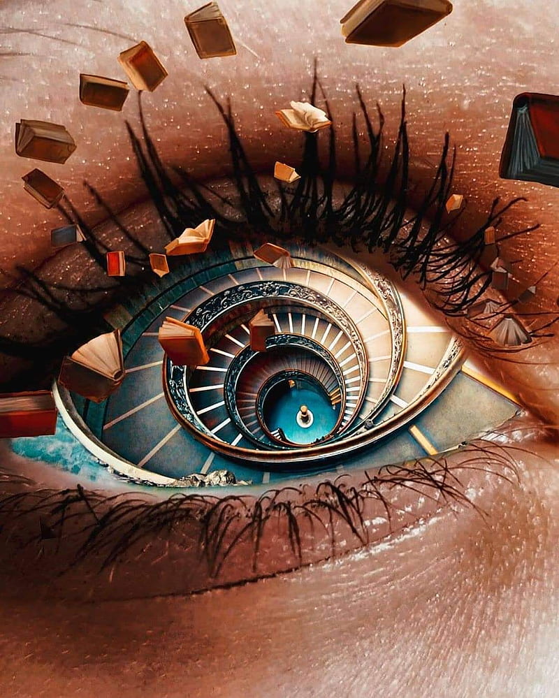 800x999 Deep Eye, books, stairs, HD phone wallpaper