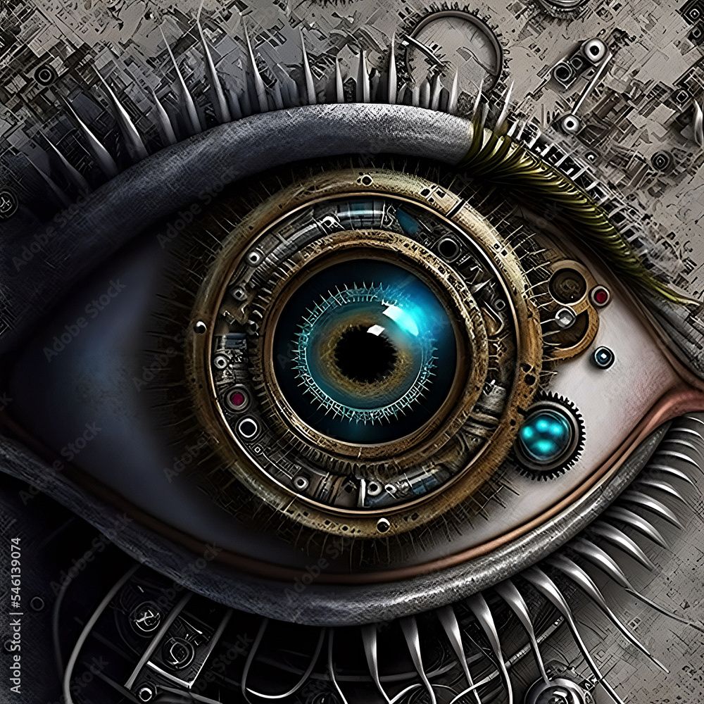 1000x1000 Ilustración de Stock Human mechanical eye