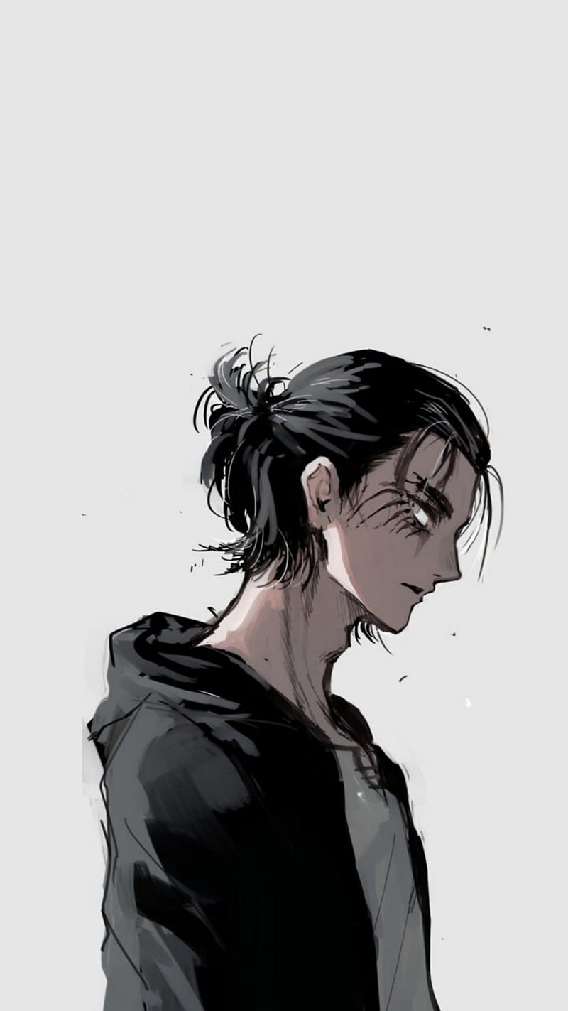 800x1423 Attack On Titan Eren Yeager With Brown Pank Wearing Brown Coat With Black Background Anime, HD wallpaper