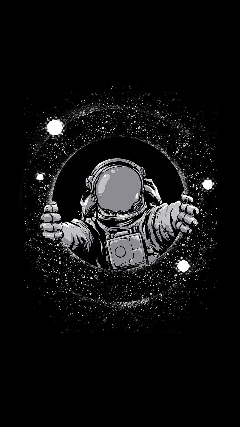 800x1422 Black Hole, Digital, astronaut, desenho, humor, illustration, space, HD phone wallpaper