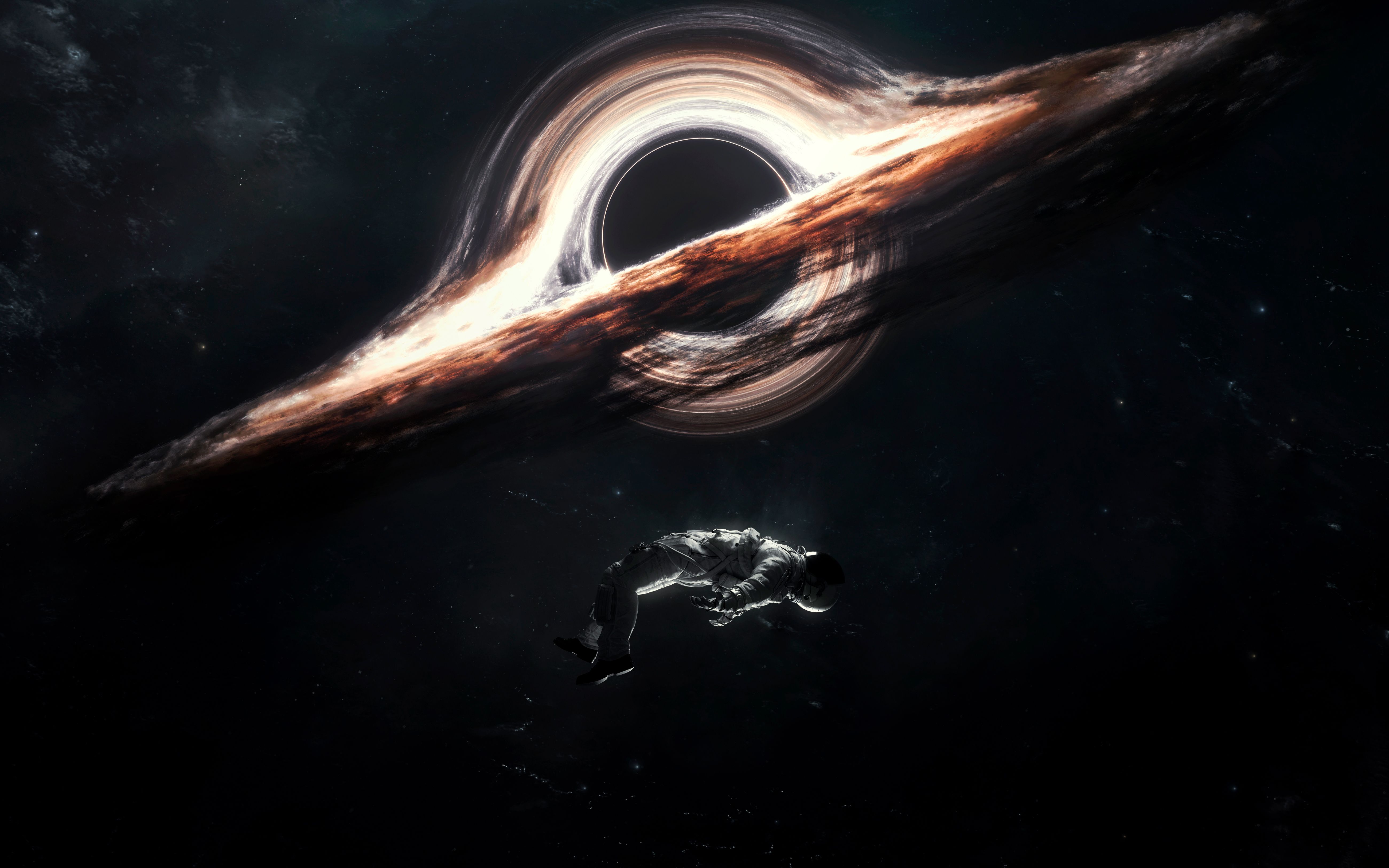 5200x3250 Gargantua black hole Wallpaper 4K, Astronaut, Interstellar, Cosmos