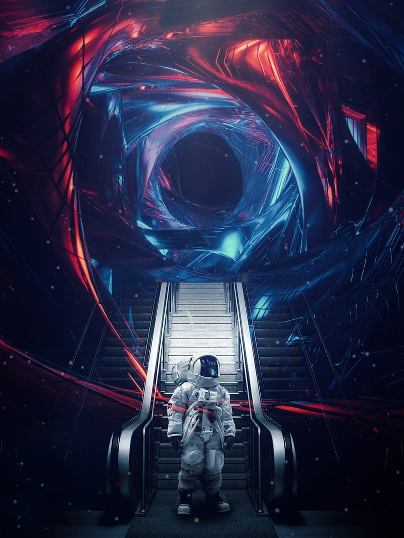 800x1065 Astronaut Escalator, adventure, black hole, cosmonaut, exploration, nasa, space, HD phone wallpaper