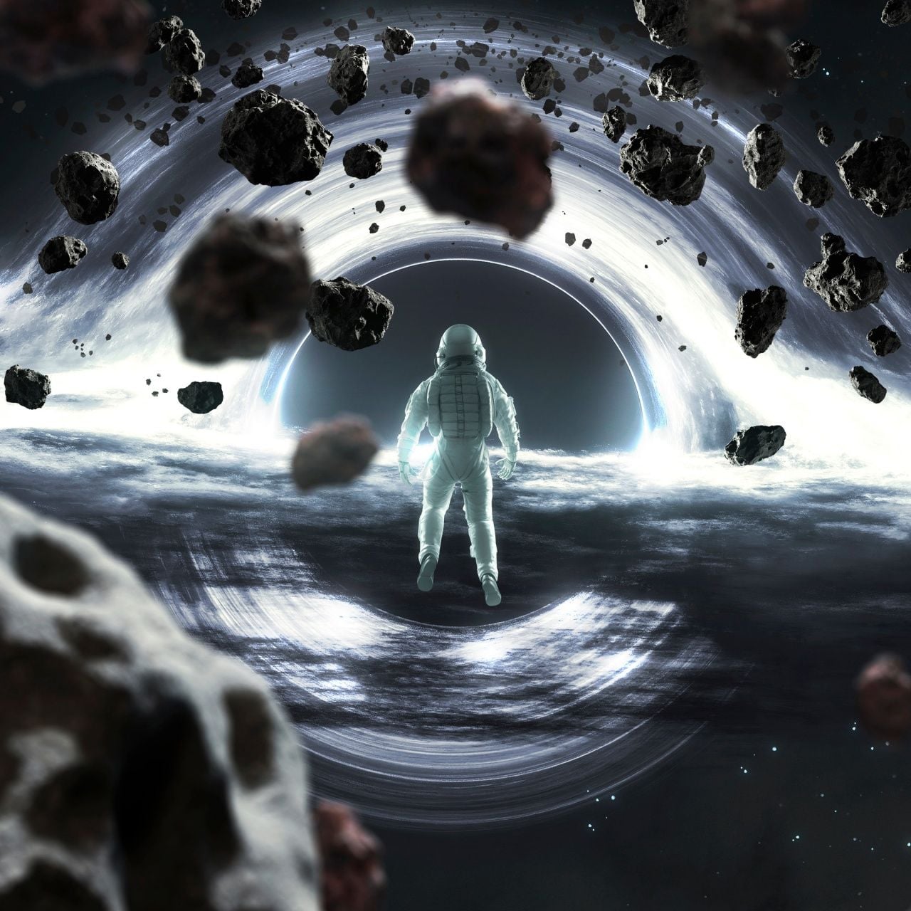 1280x1280 Astronaut in Front of a Black Hole 4K UHD Wallpaper for UltraHD Desktop and TV : Dual Monitor : Smartphone and Tablet Devices