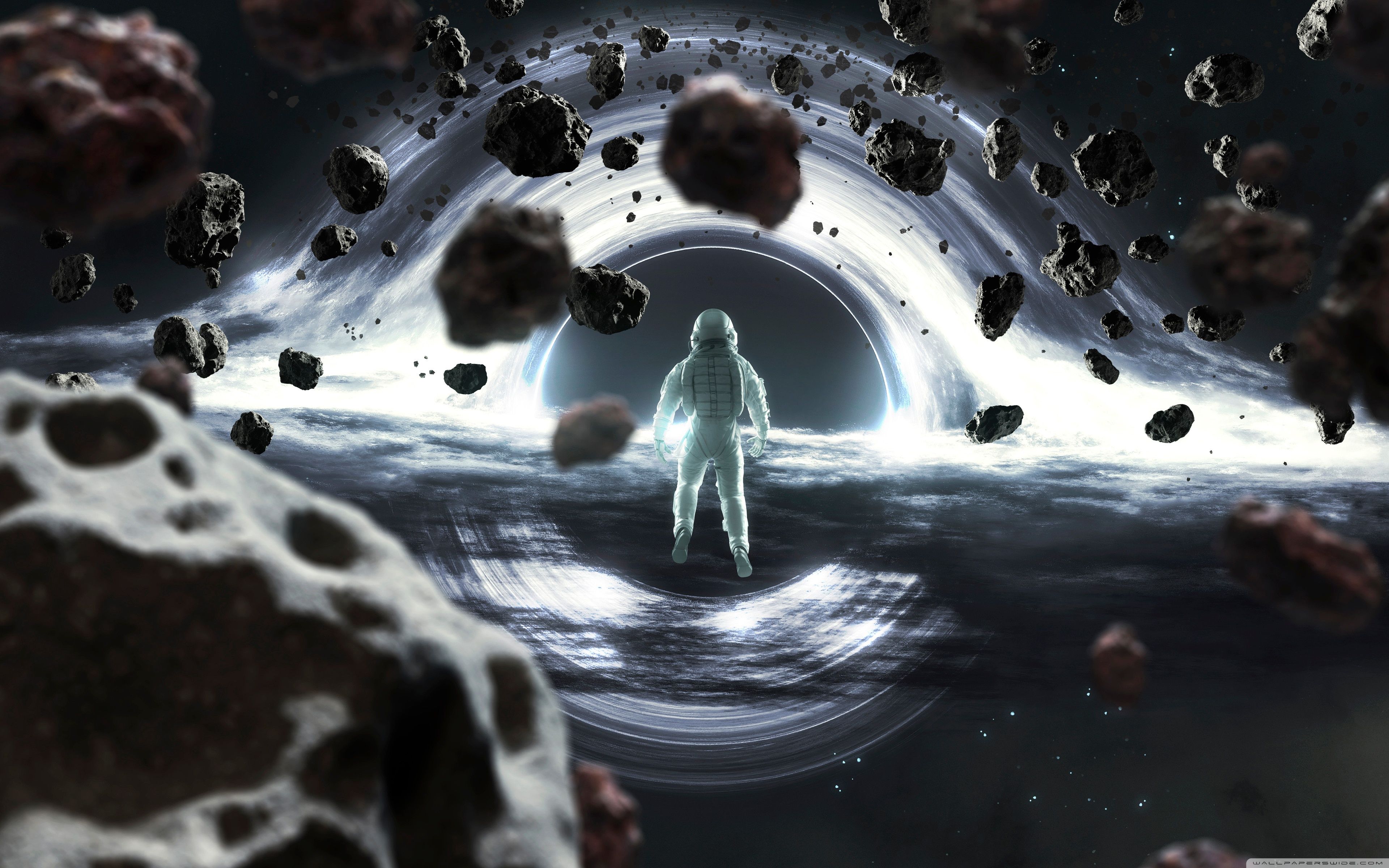 3840x2400 Astronaut in Front of a Black Hole 4K UHD Wallpaper for UltraHD Desktop and TV : Dual Monitor : Smartphone and Tablet Devices