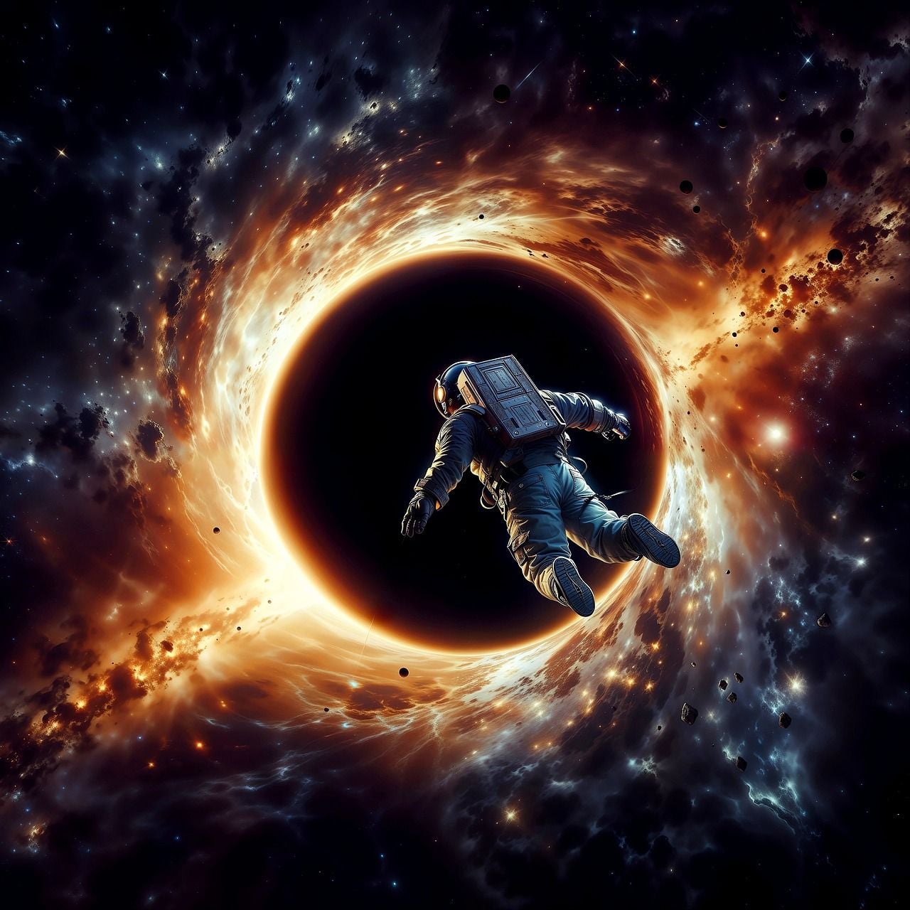 1280x1280 Download Astronaut Black Hole Universe. Royalty Free Stock Illustration Image