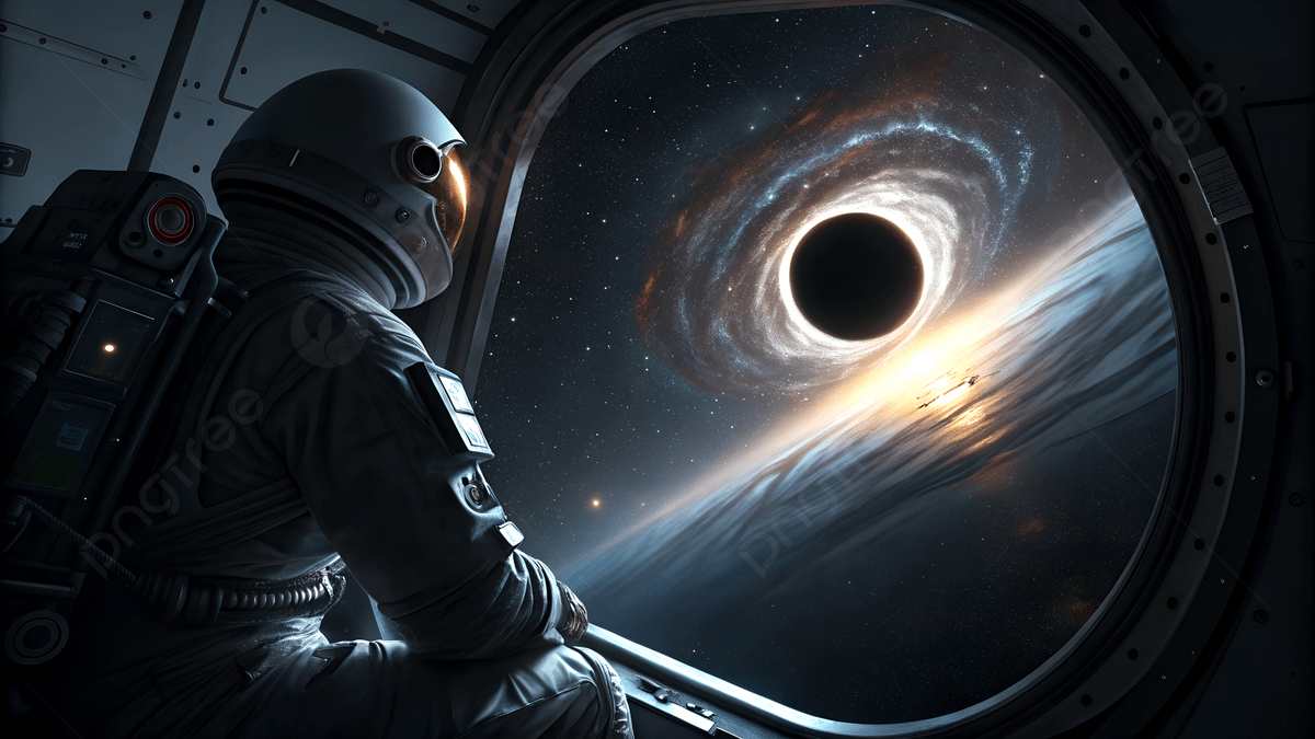 1200x675 An Astronaut Looks At A Black Hole From Spacecraft Photo And Picture For Free Download