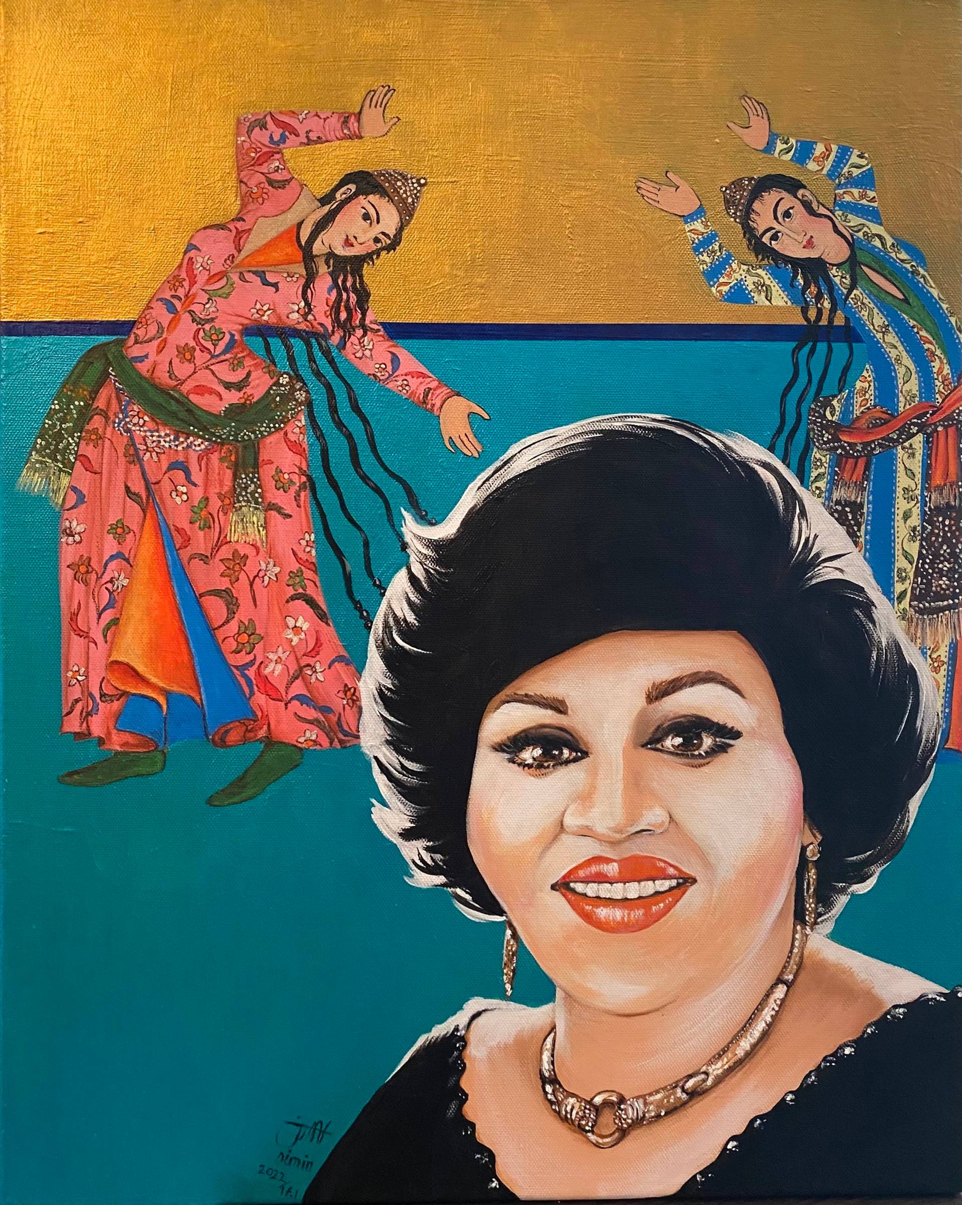 1920x2406 Hayedeh and dancers from Chelsotoon mural Painting by Simin Keramati. Saatchi Art Puerto Rico