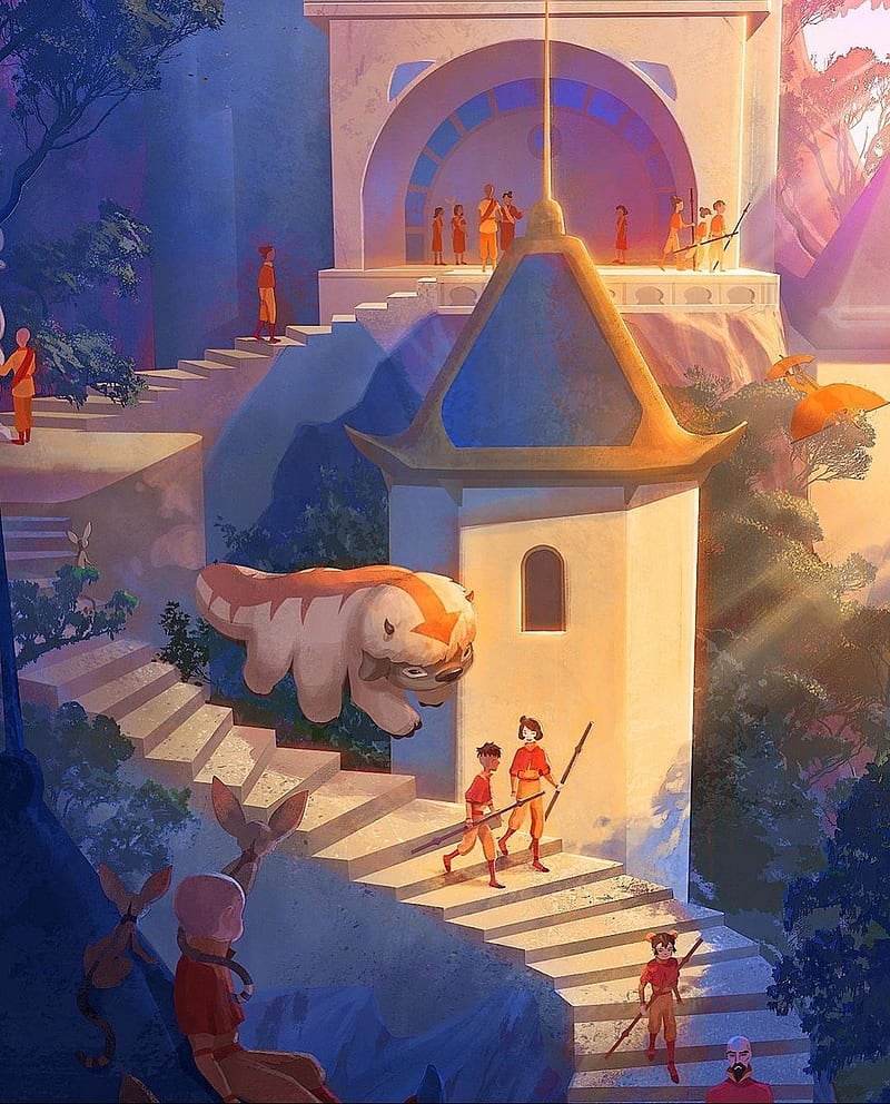800x992 Airbending temple, acatar the las airbender, draw, HD phone wallpaper