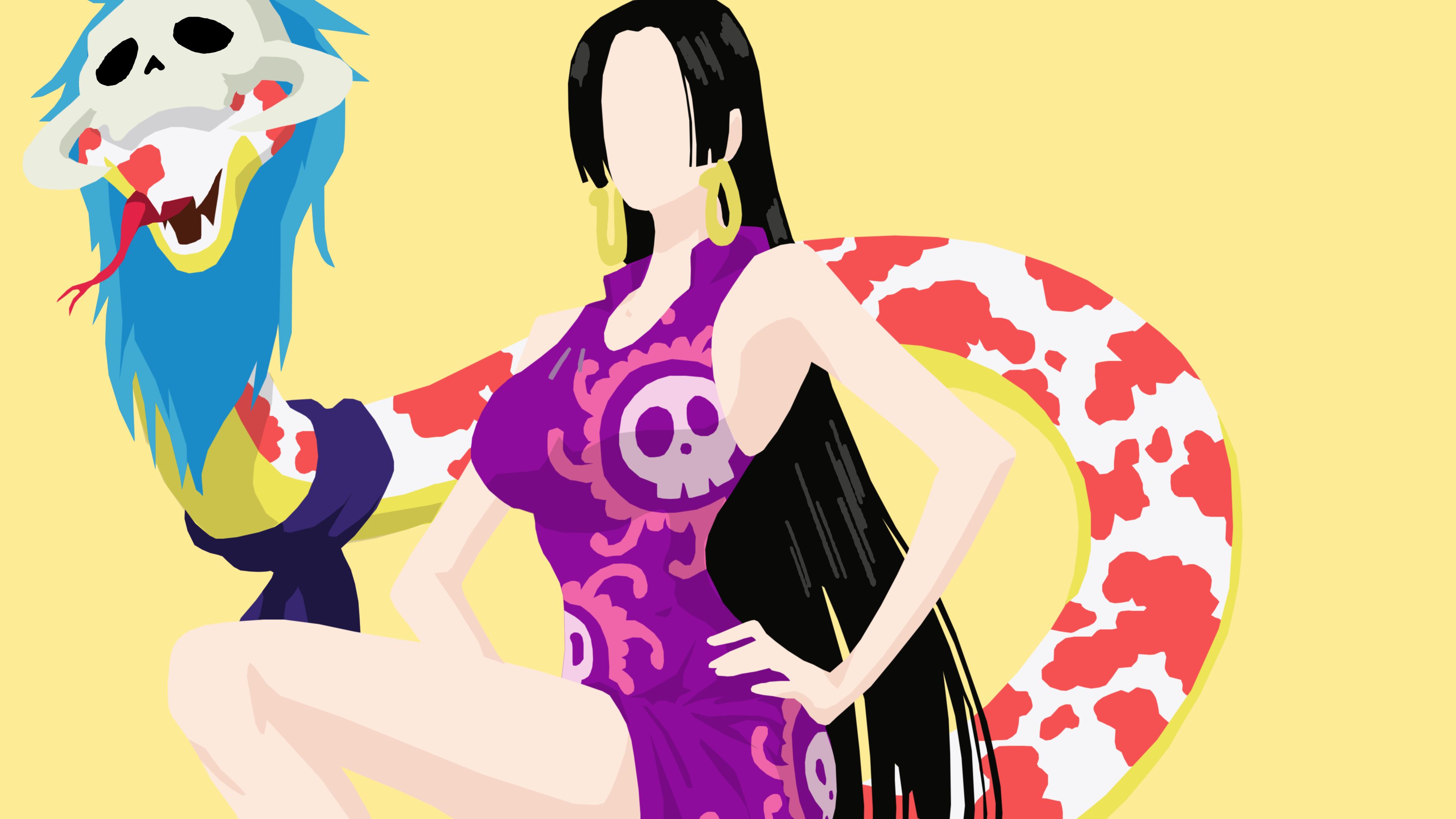 3840x2160 Phone wallpaper: Boa Hancock, Anime, One Piece, Minimalist 403574