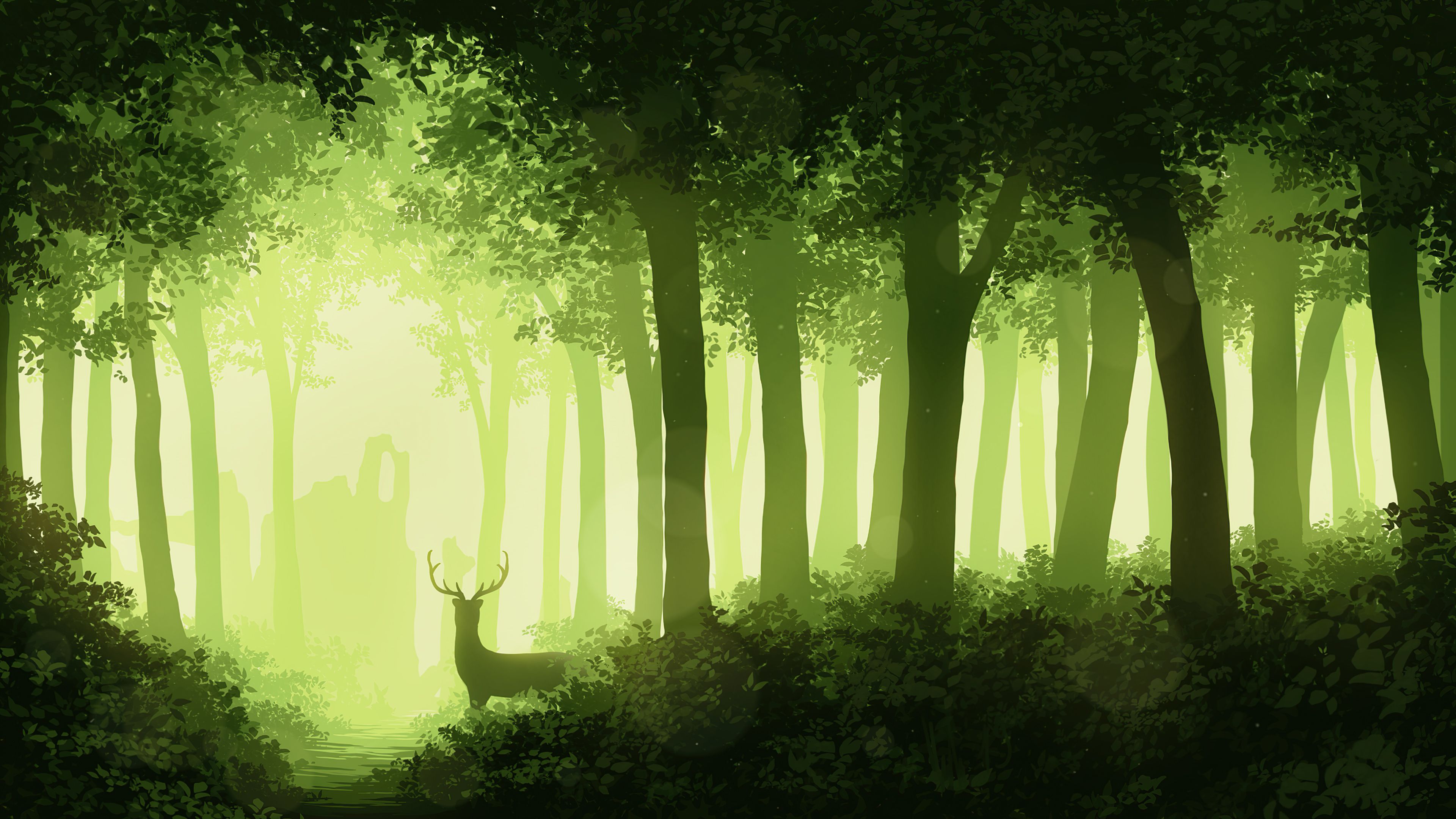3840x2160 Deer Forest 4k UltraWide Quad HD 1440P , HD 4k Wallpaper, Image, Background, Photos and Picture