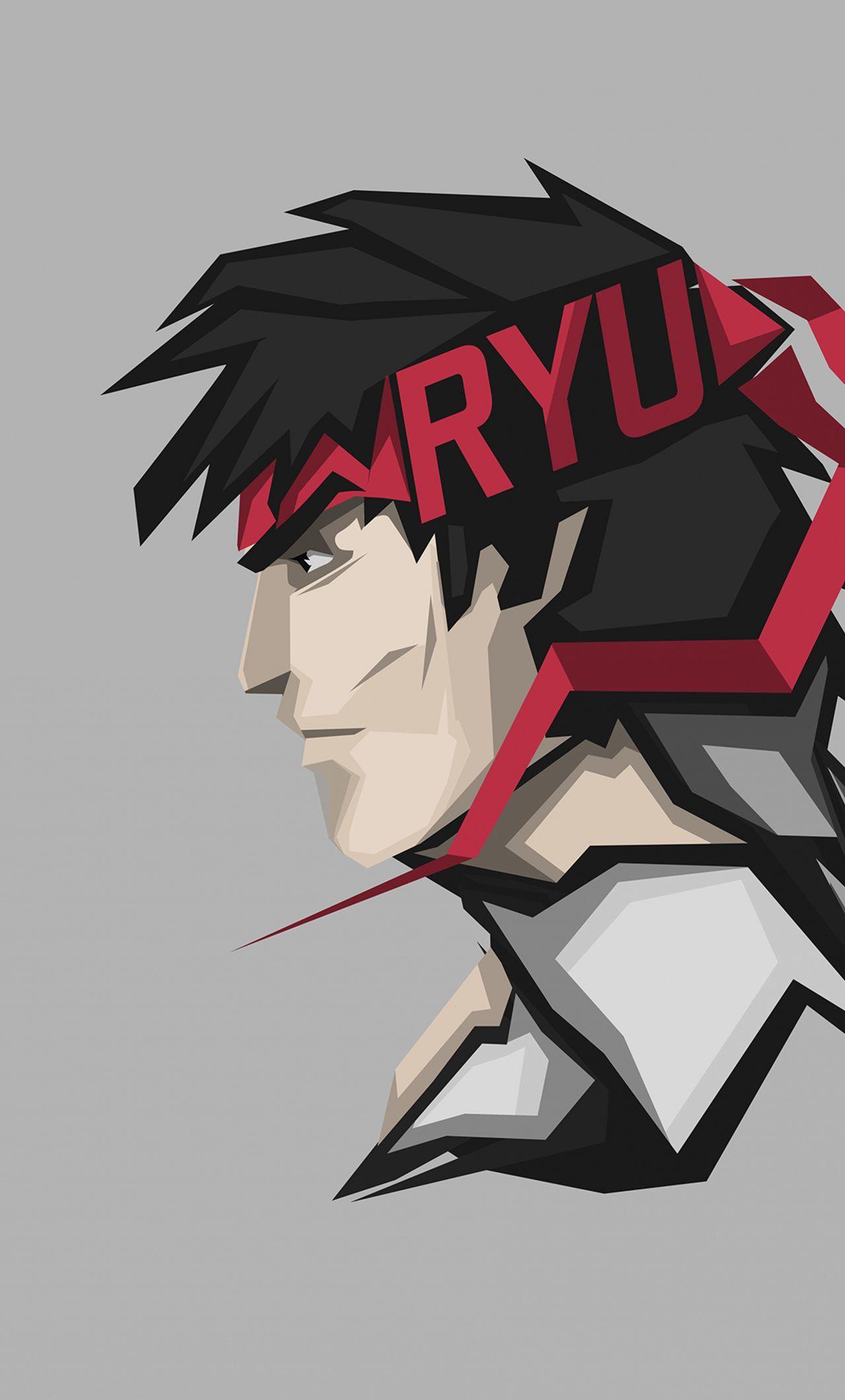1280x2120 Download Ryu, Street Fighter, video game, minimal art wallpaper