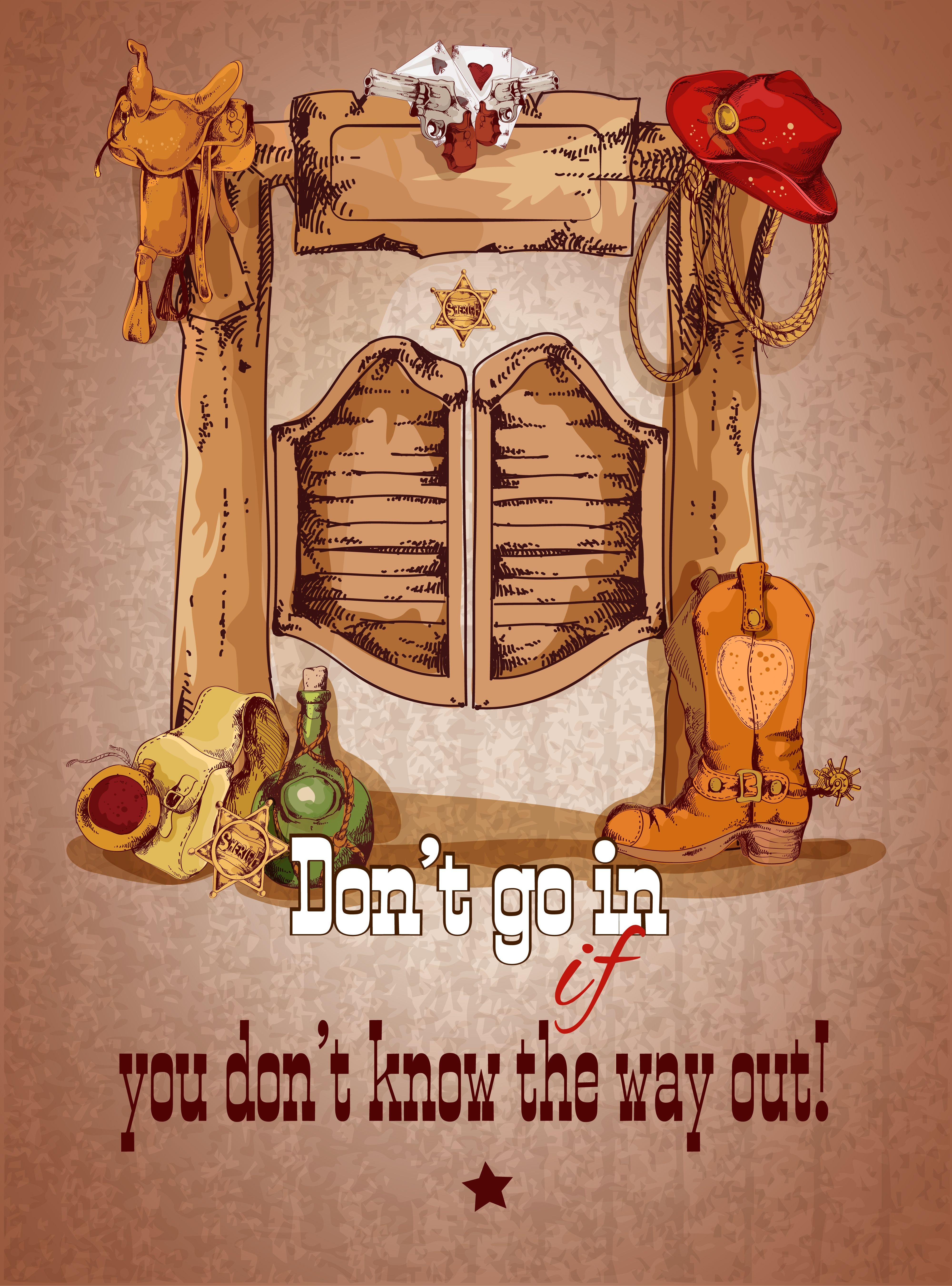4000x5402 Wild west saloon poster Free Vectors, Clipart Graphics