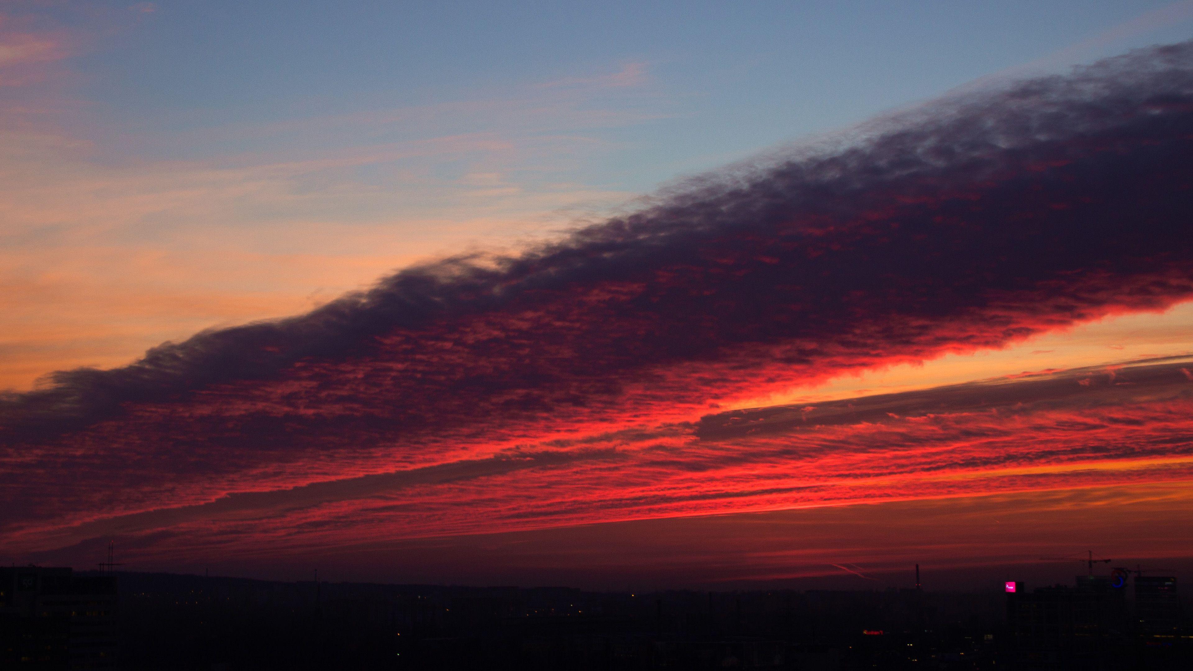 3840x2160 Sky Sunset Cloud Red Nature Wallpaper