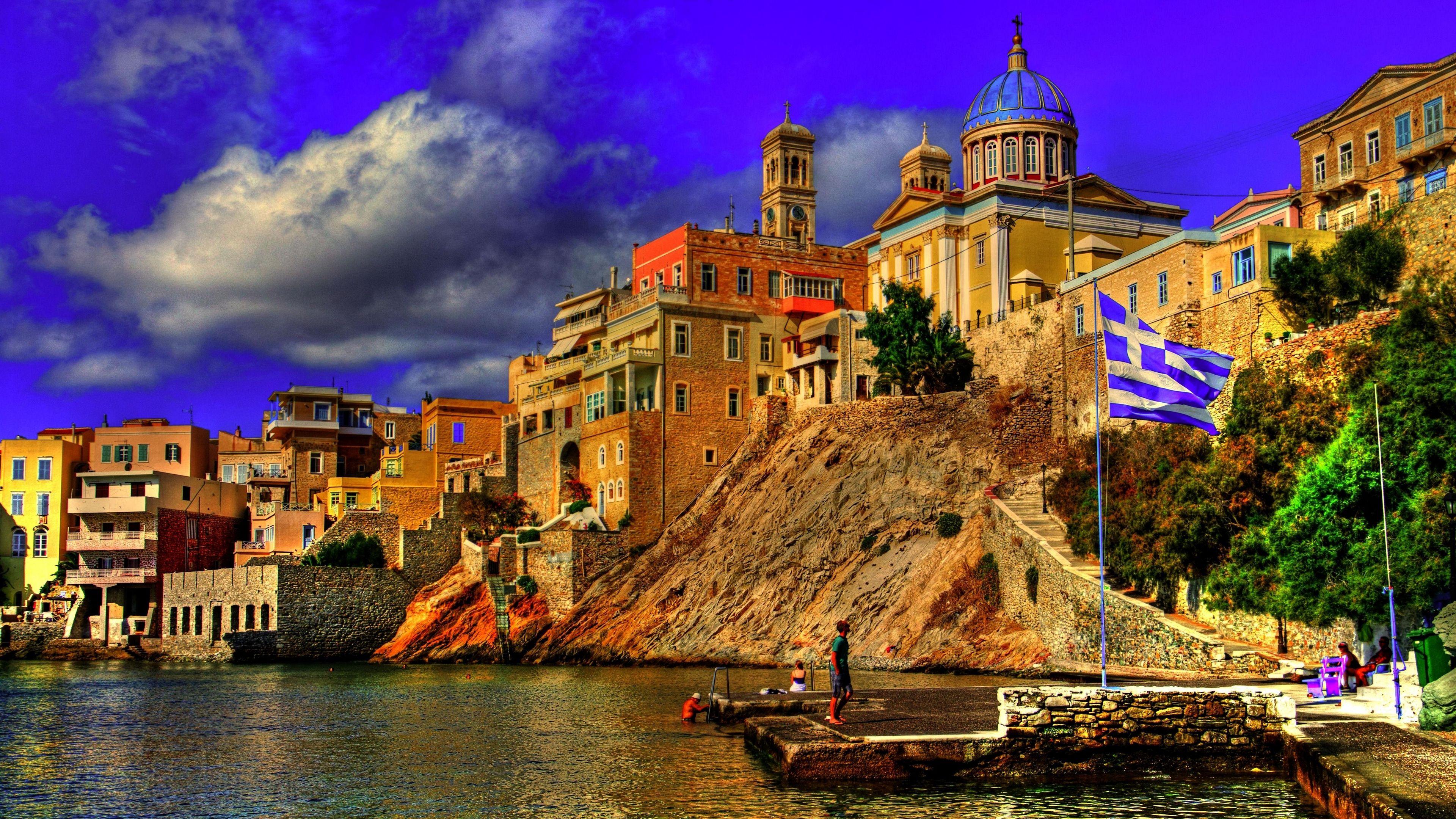 3840x2160 Wallpaper 4k greece, city, sky, buildings 4k City, Greece, Sky