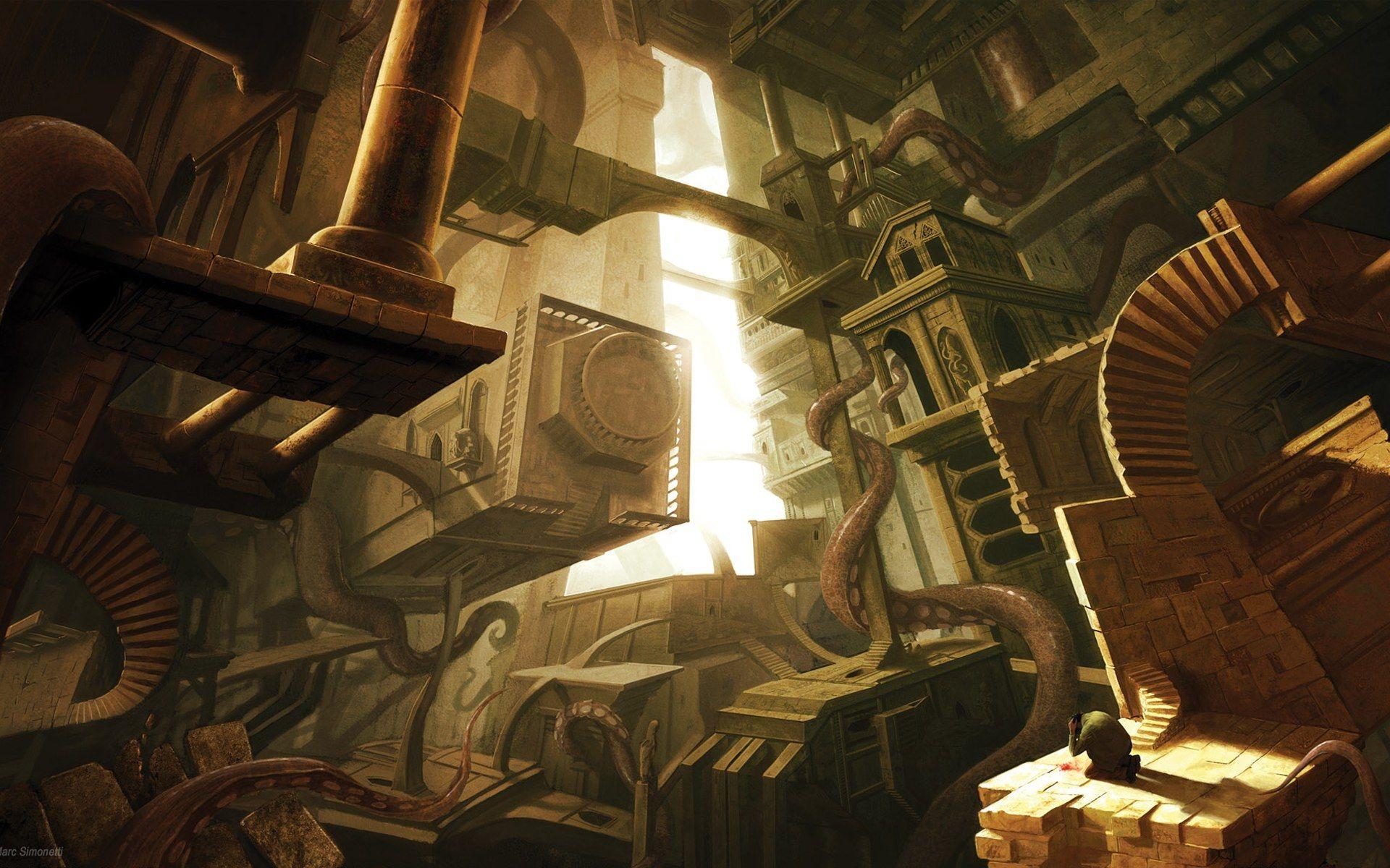 1920x1200 Fantasy, scenery, art, simonetti, cartoon, artwork, wallpaper