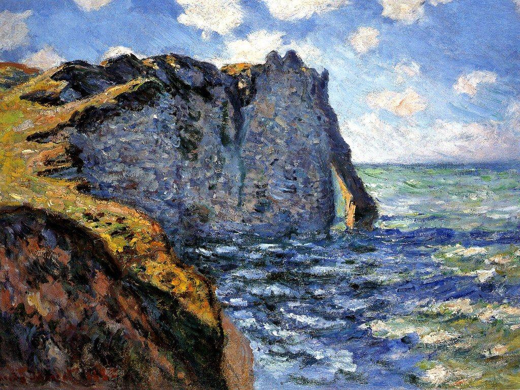 1024x768 The Manneport by Claude Monet. Classic Art Wallpaper