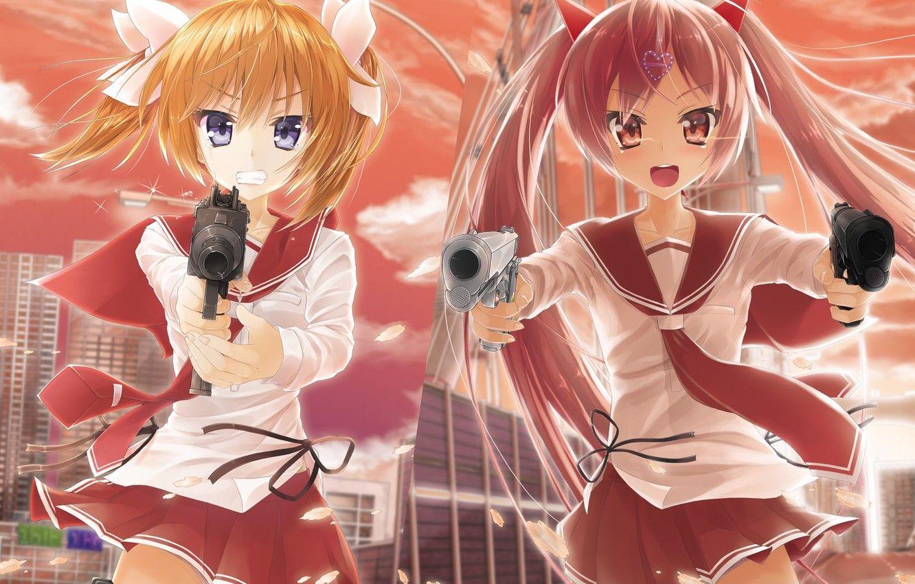1332x850 Wallpaper weapons, girls, anime, art, Hidan no Aria, Akari Mamiya