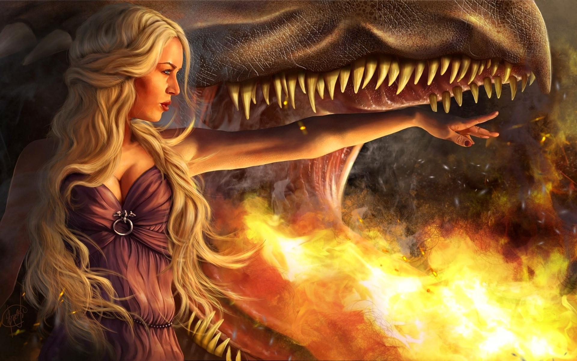 1920x1200 3D Abstract Daenerys Targaryen Queen Dragons Wallpaper