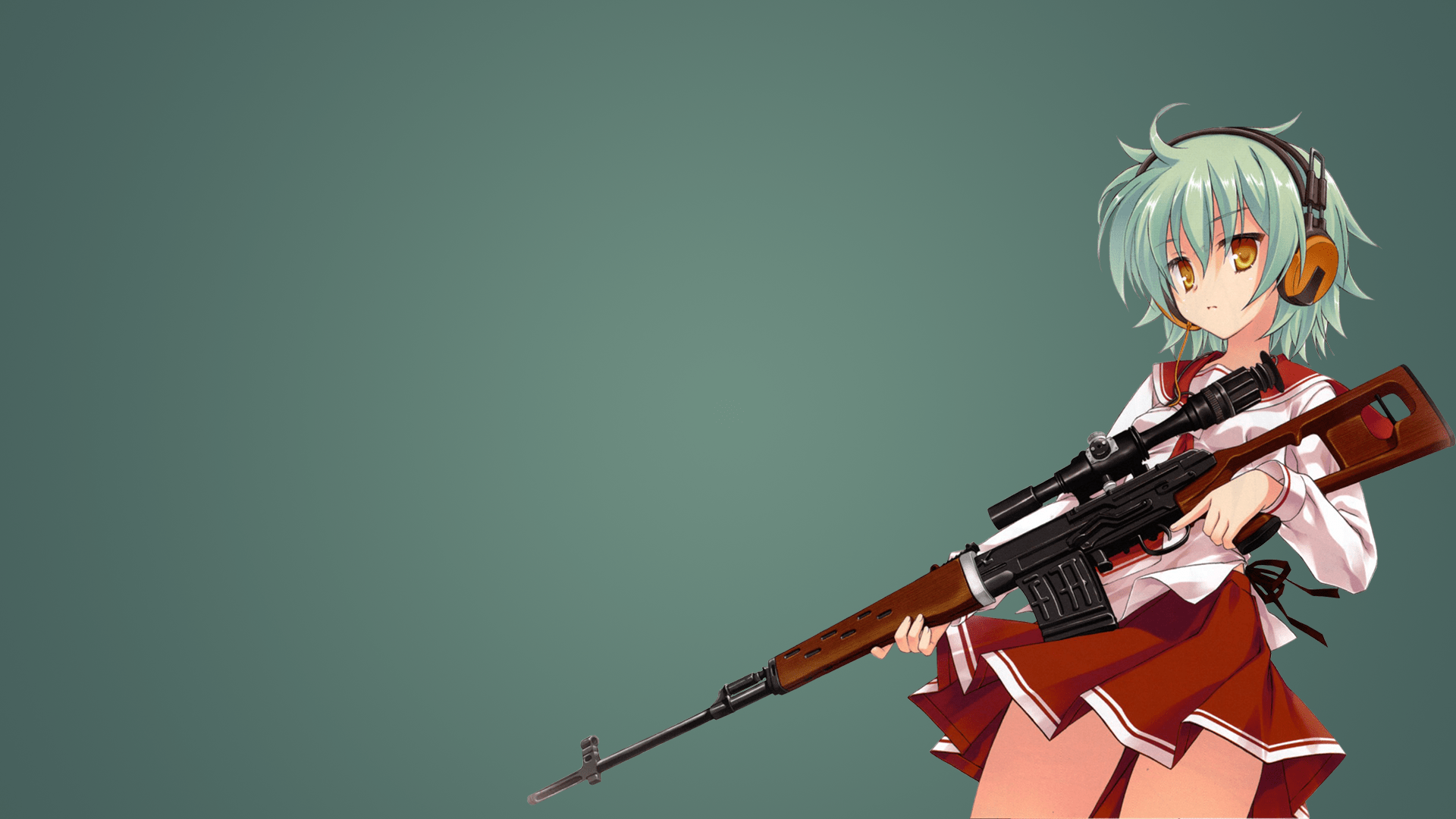 1920x1080 #Dragunov, #anime girls, #sniper rifle, #headphones, #Reki