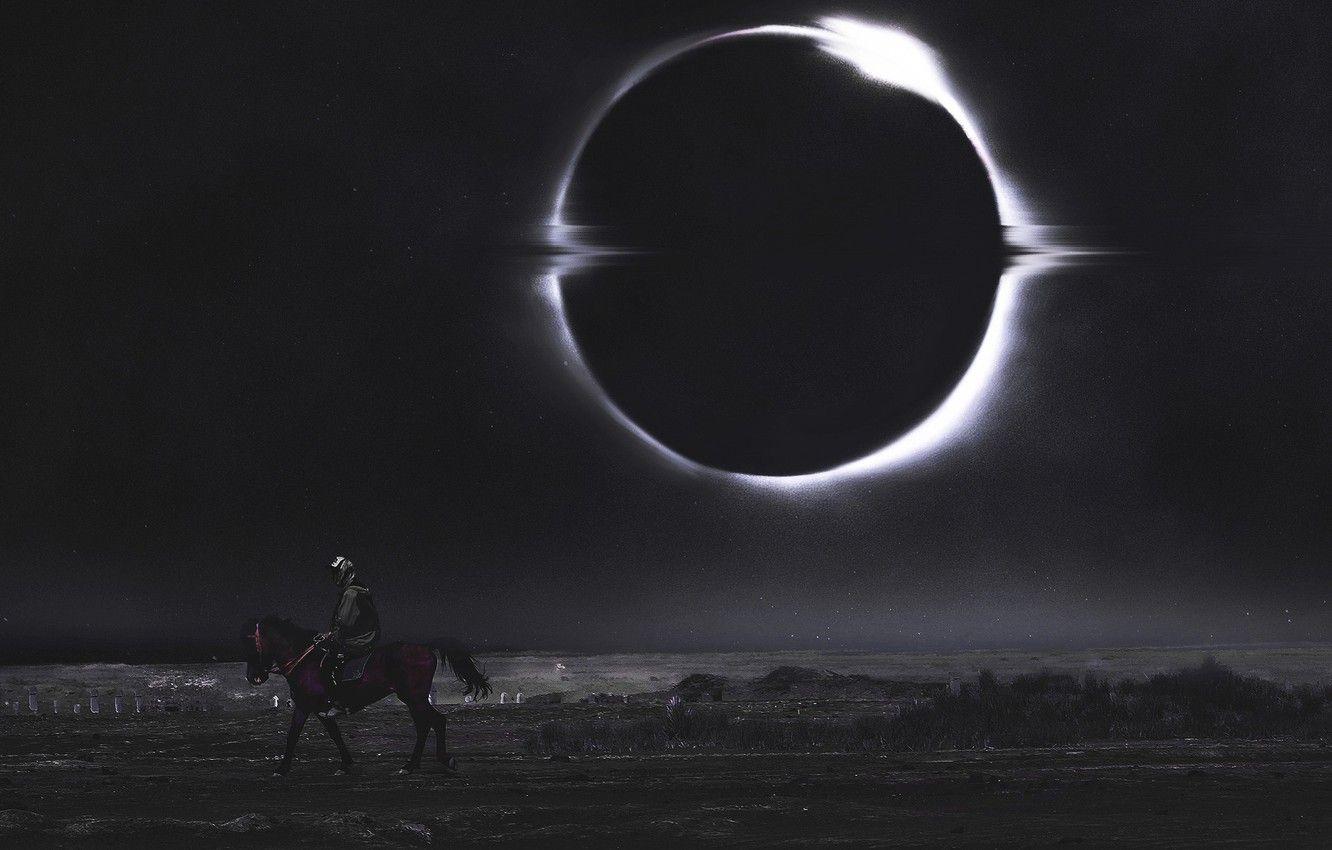 1332x850 Wallpaper Horse, The moon, Star, Horse, Eclipse, Eclipse, Fiction