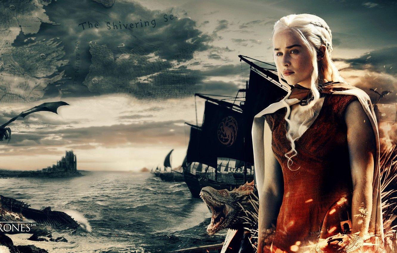 1332x850 Wallpaper sea, war, dragon, map, A Song of Ice and Fire, Game