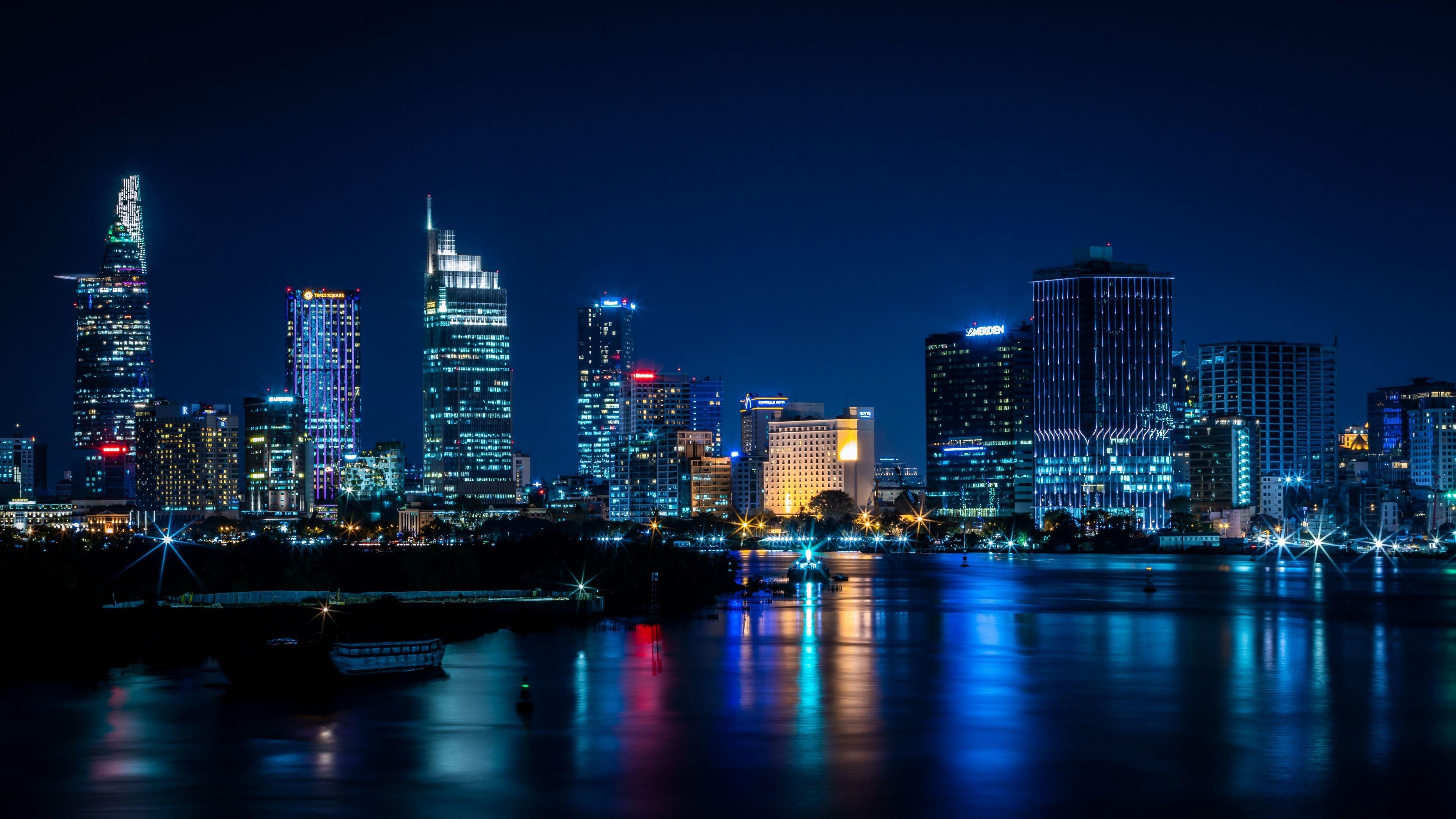 3840x2160 Download 3840x2160 wallpaper vietnam, city, buildings, night, 4k