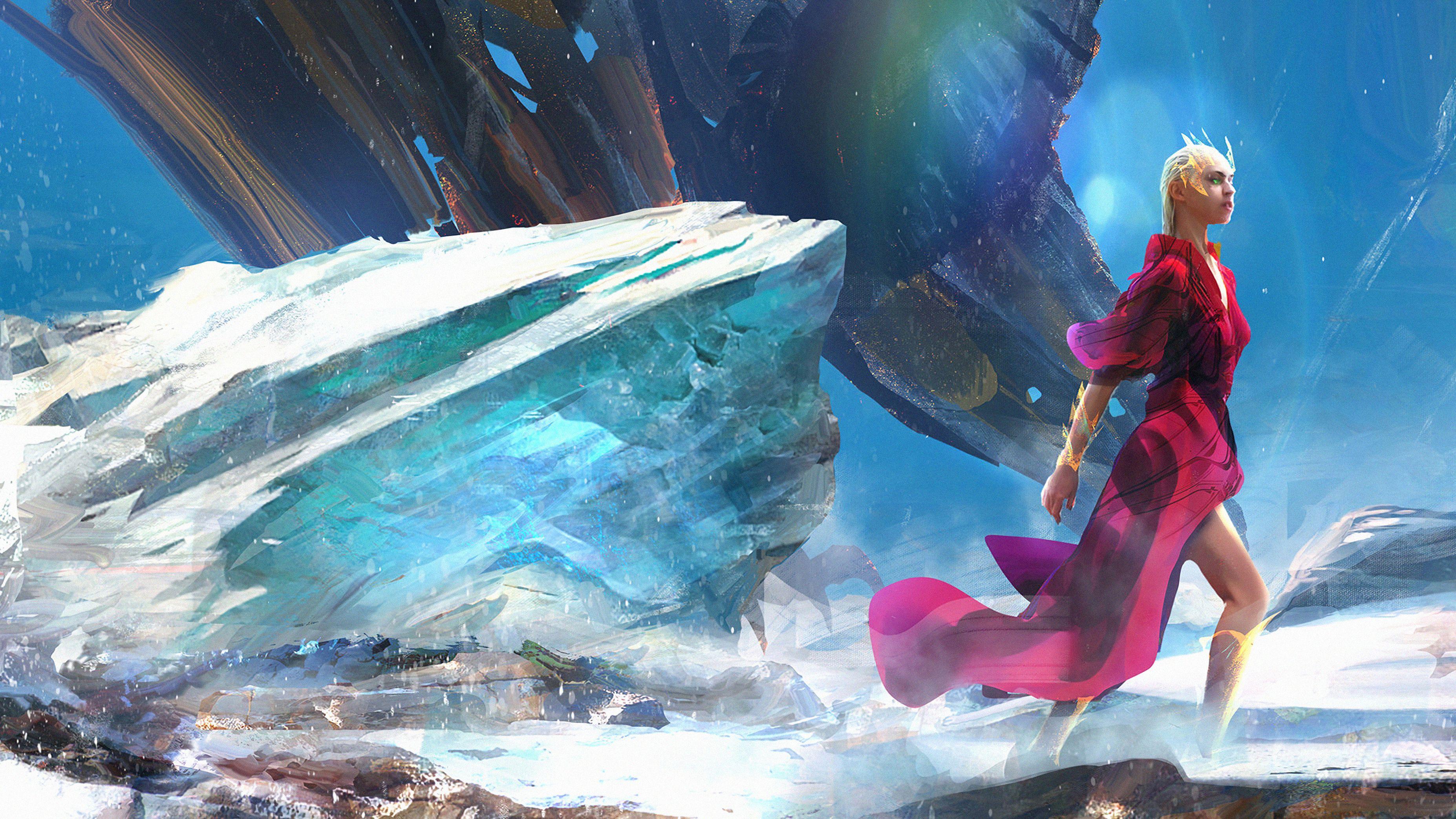 3708x2086 Glacial Dragon Queen 4k, HD Artist, 4k Wallpaper, Image