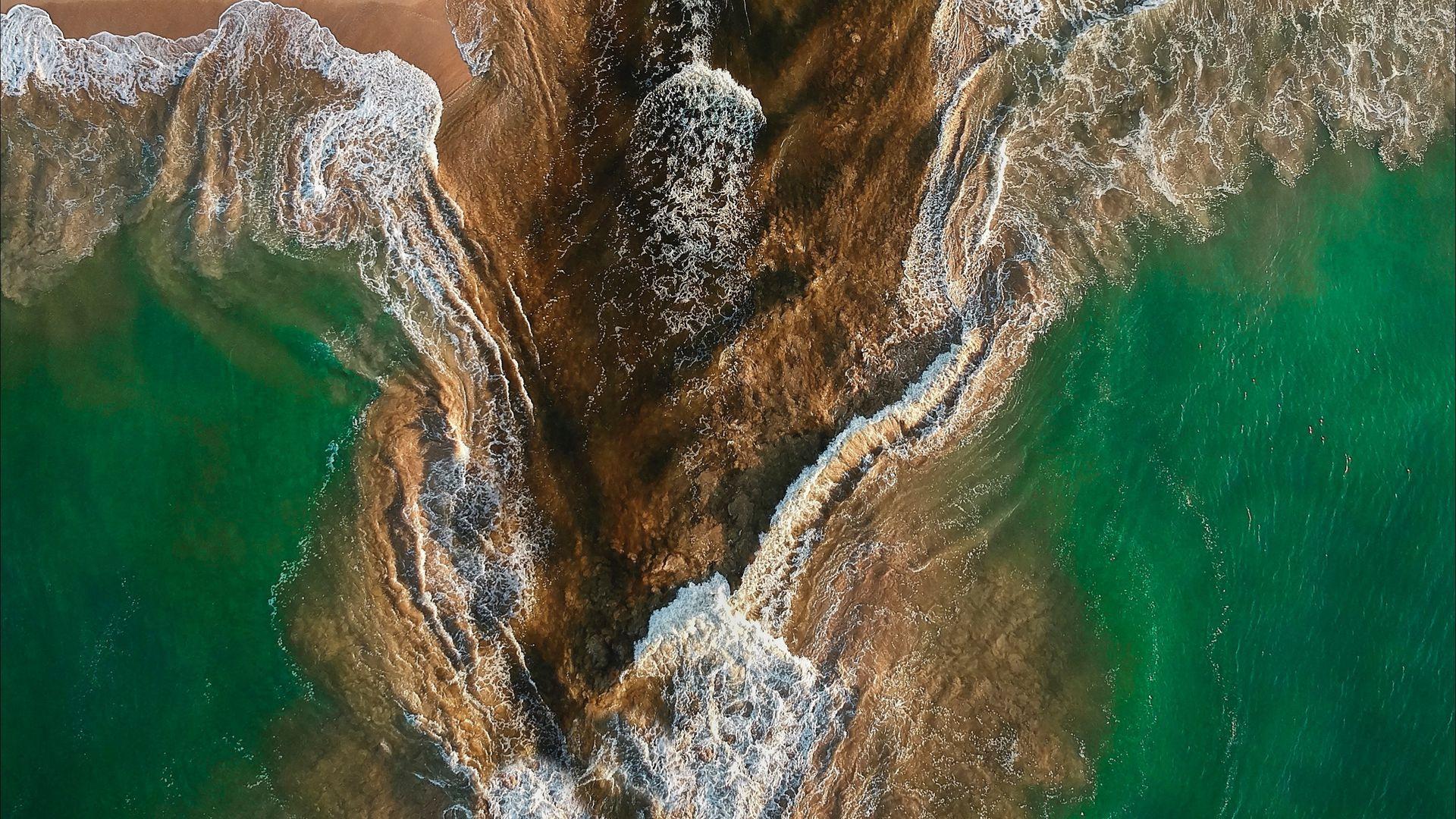 1920x1080 Download wallpaper 1920x1080 ocean, aerial view, current, coast