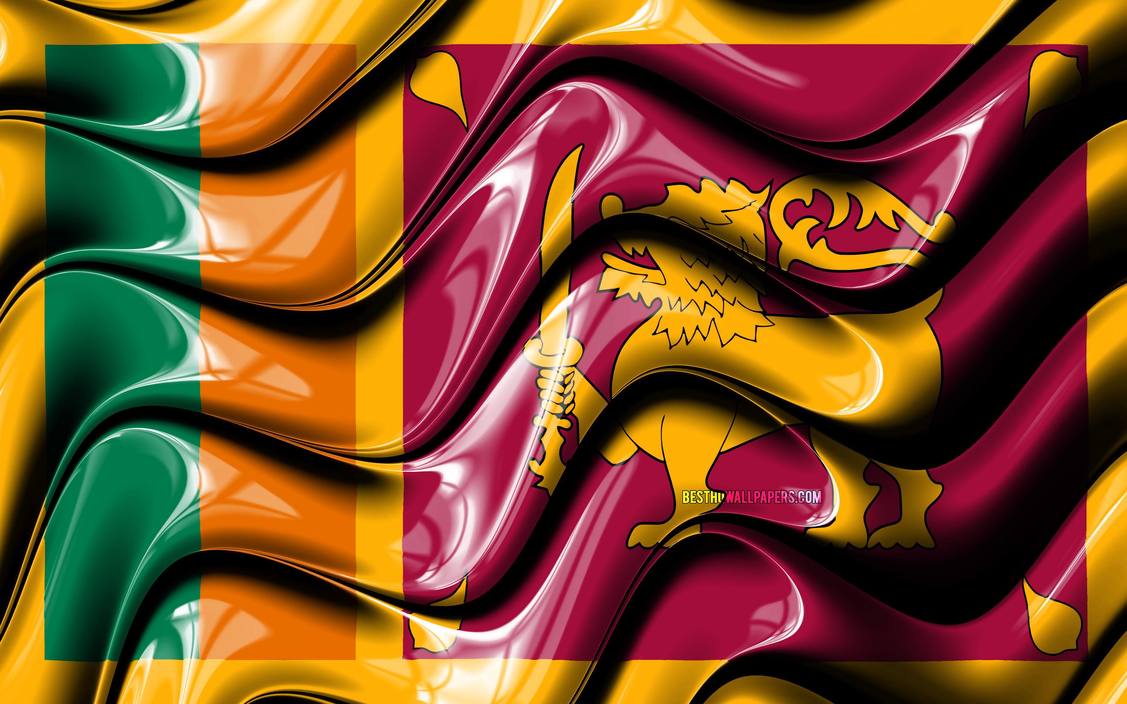 3840x2400 Download wallpaper Sri Lankan flag, 4k, Asia, national symbols
