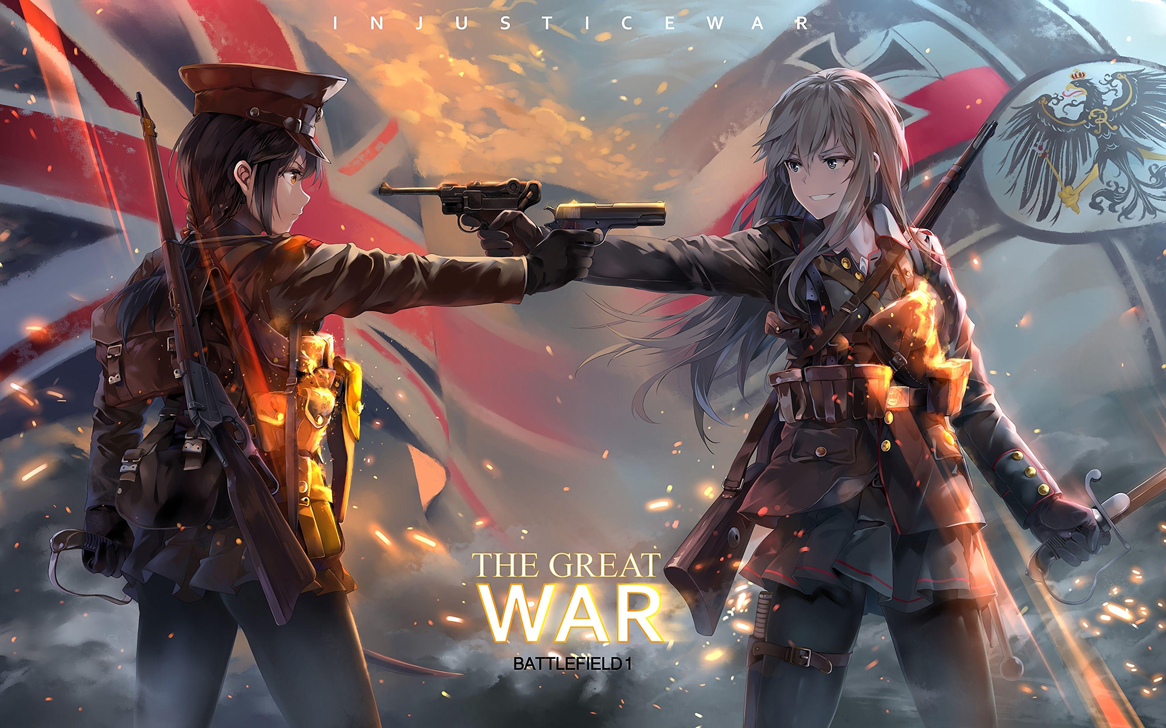 3840x2400 image Battlefield 1 Pistols 2 Anime female Games 3840x2400