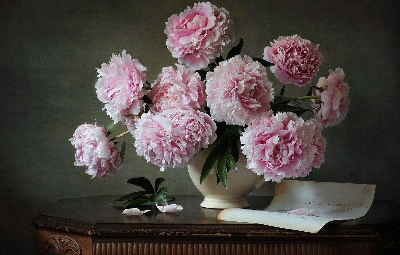 1332x850 Wallpaper leaf, bouquet, vase, peonies image for desktop, section